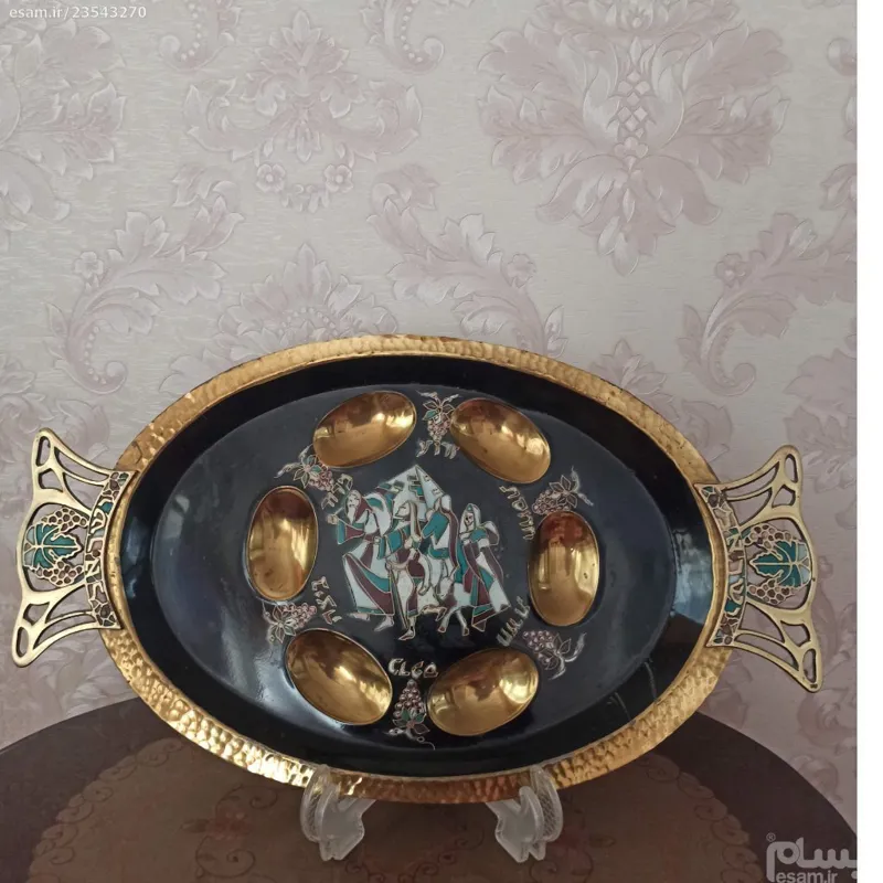 سینی دیوارکوب عبری برنزی بسیار زیبا و خاص