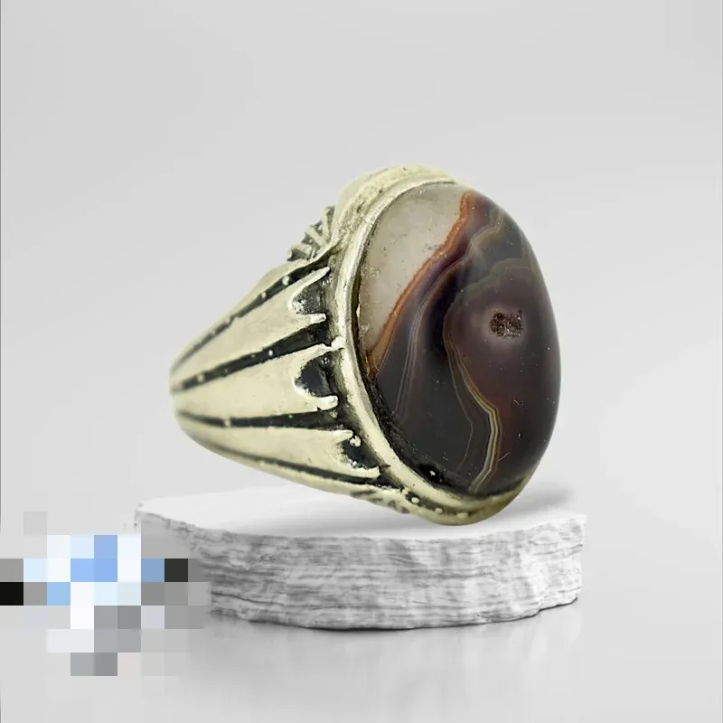 انگشترمردانه عقیق سلیمانی خاص و زیبا S88