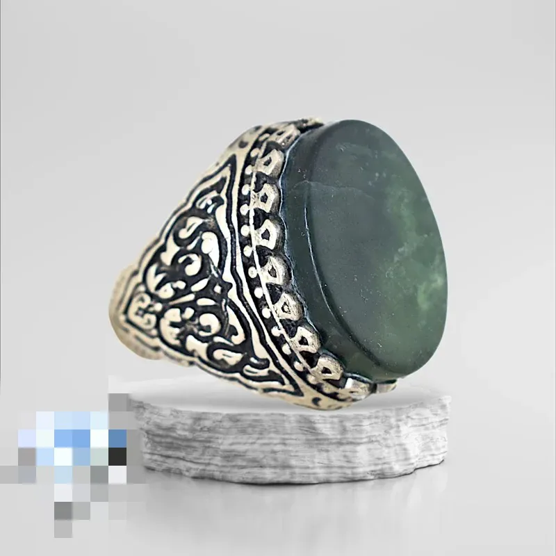 انگشترمردانه یشم کاملا طبیعی