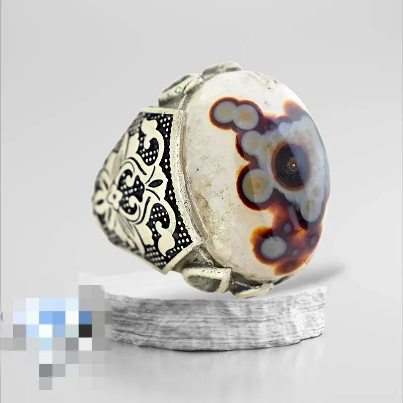 انگشترمردانه عقیق باباقوری لامه دار مصور