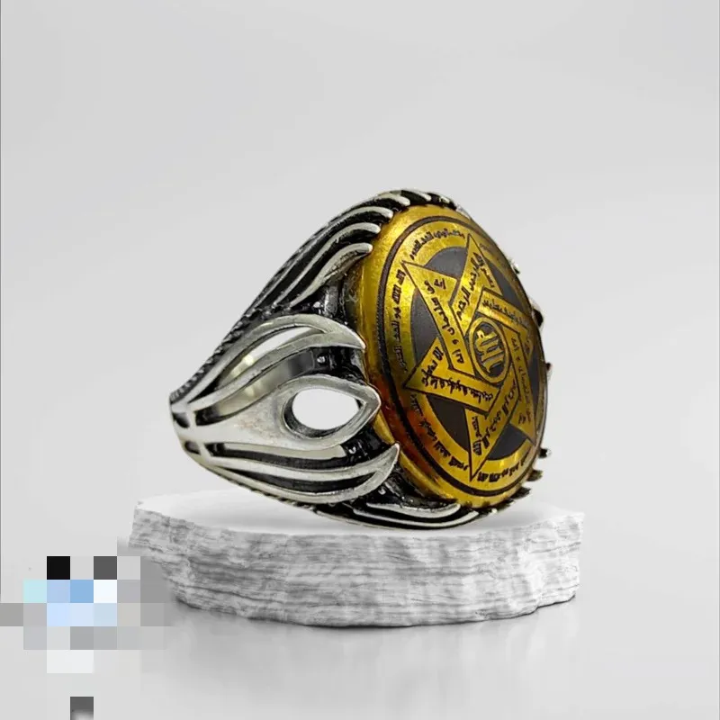 انگشتر نقره حدیدصینی طرح ستاره داود