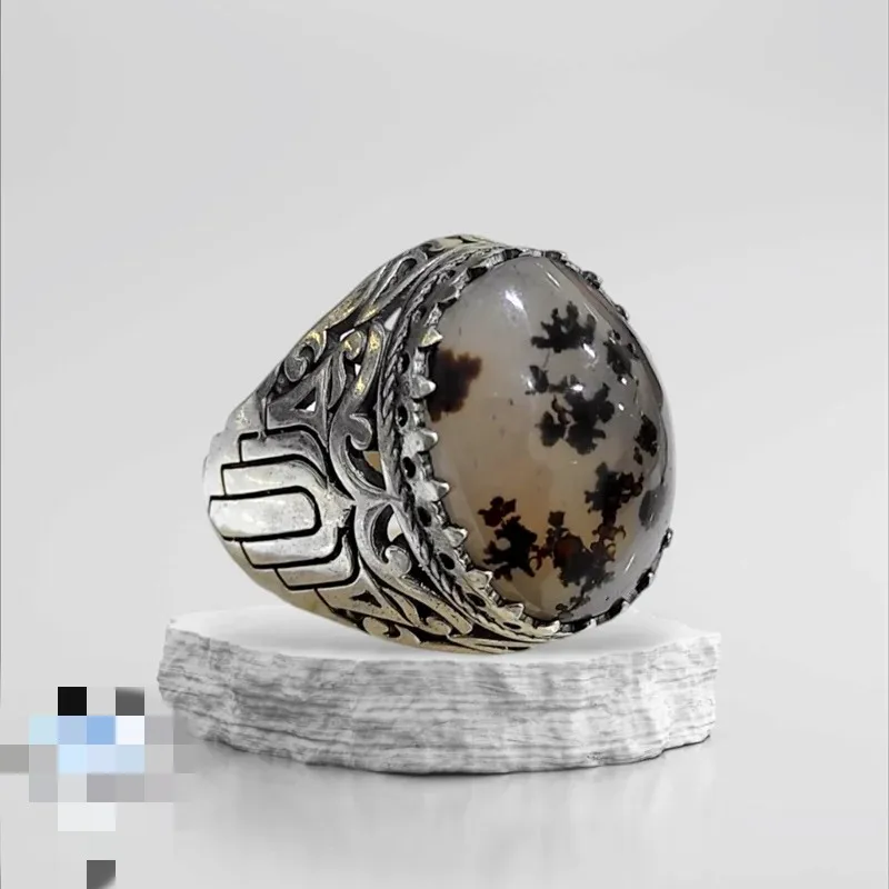 انگشترنقره مردانه عقیق شجر معدنی قائن