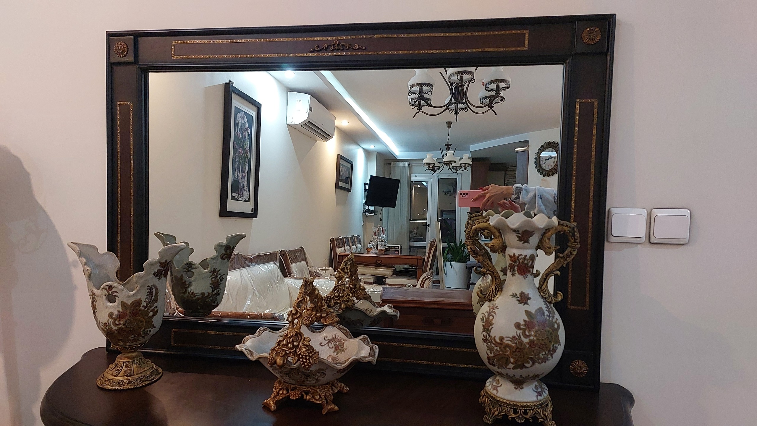 آینه و کنسول چوبی معرق