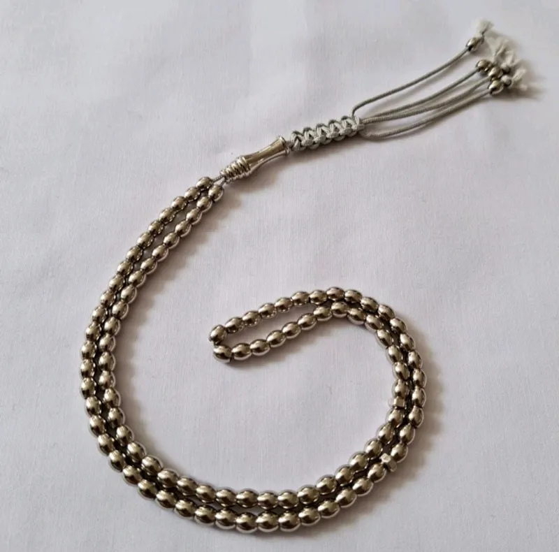 تسبیح نقره ای 101 تایی گندمی