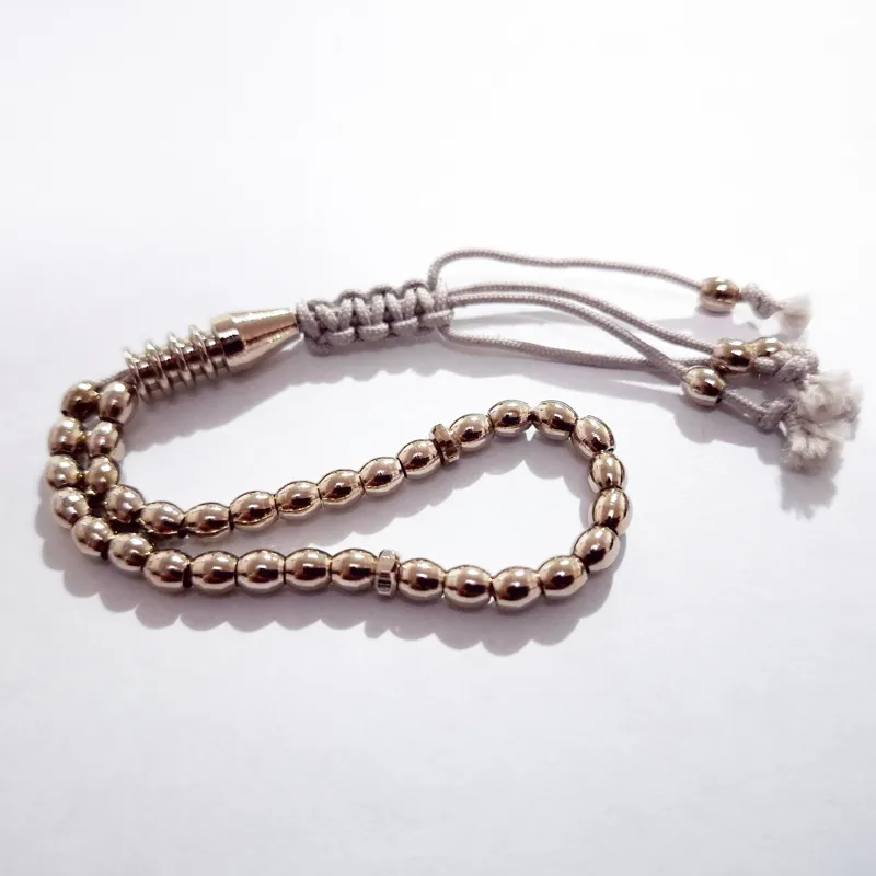 تسبیح نقره ای 33 تایی گندمی