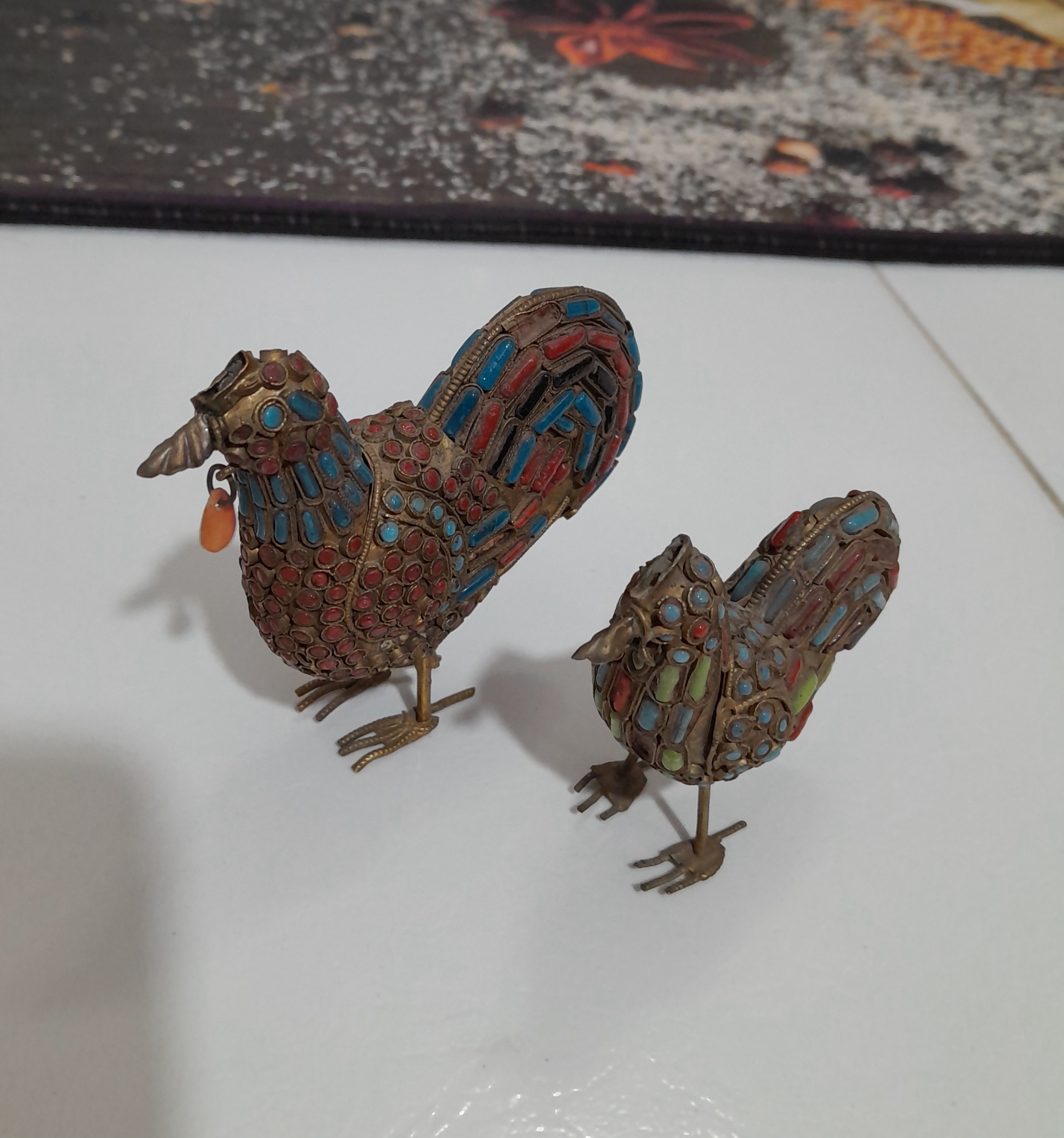 مجسمه مرغ و خروس برنجی دستساز