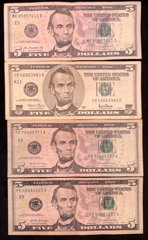 اسکناس 5 دلار آمریکا