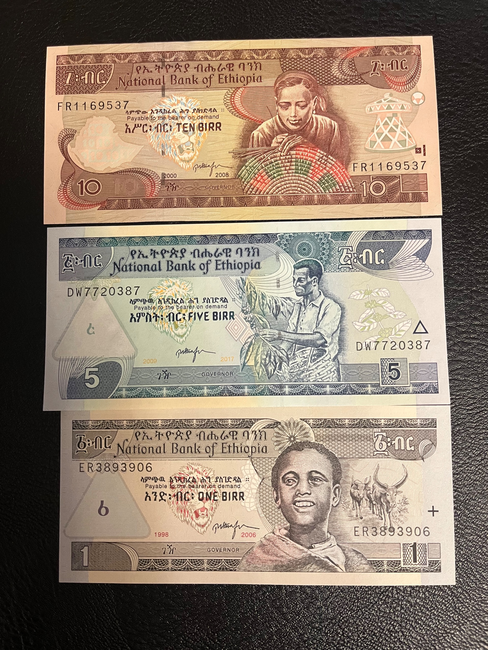 اسکناس اتیوپی 1-5-10بیرر