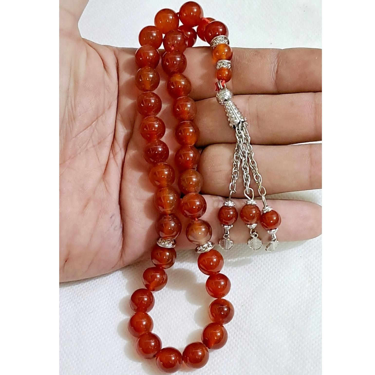 تسبیح عقیق یمن،کاملا طبیعی،خوشرنگ،کاملا نو