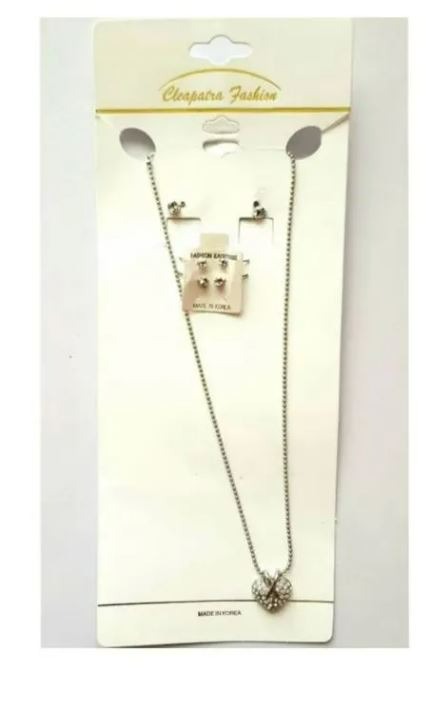 ست گردنبند قلب نگینی با 3 جفت گوشواره،ساخت کره