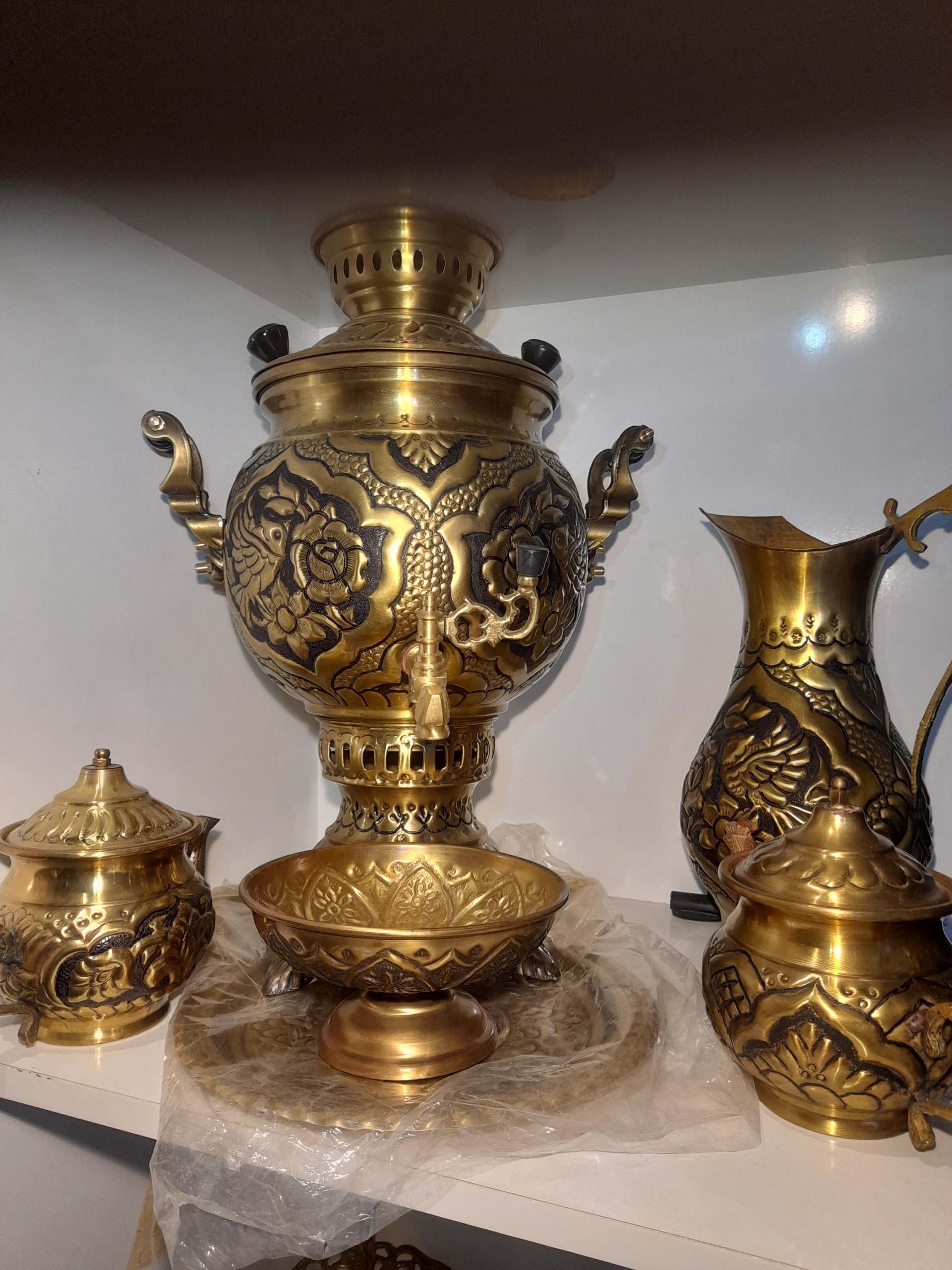سماور برنجی زغالی