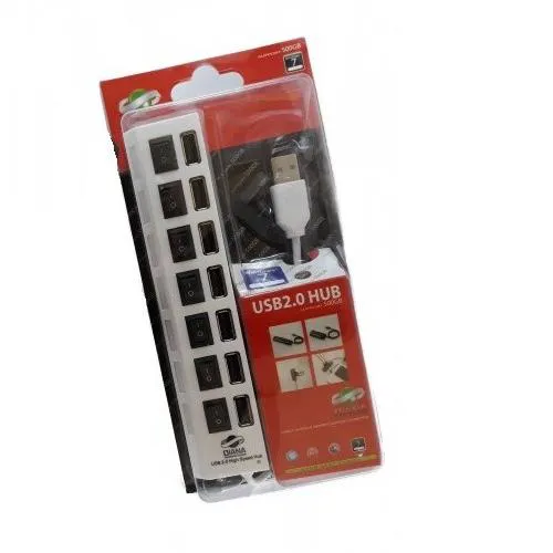 هاب USB 2.0 هفت پورت کلید دار سفید