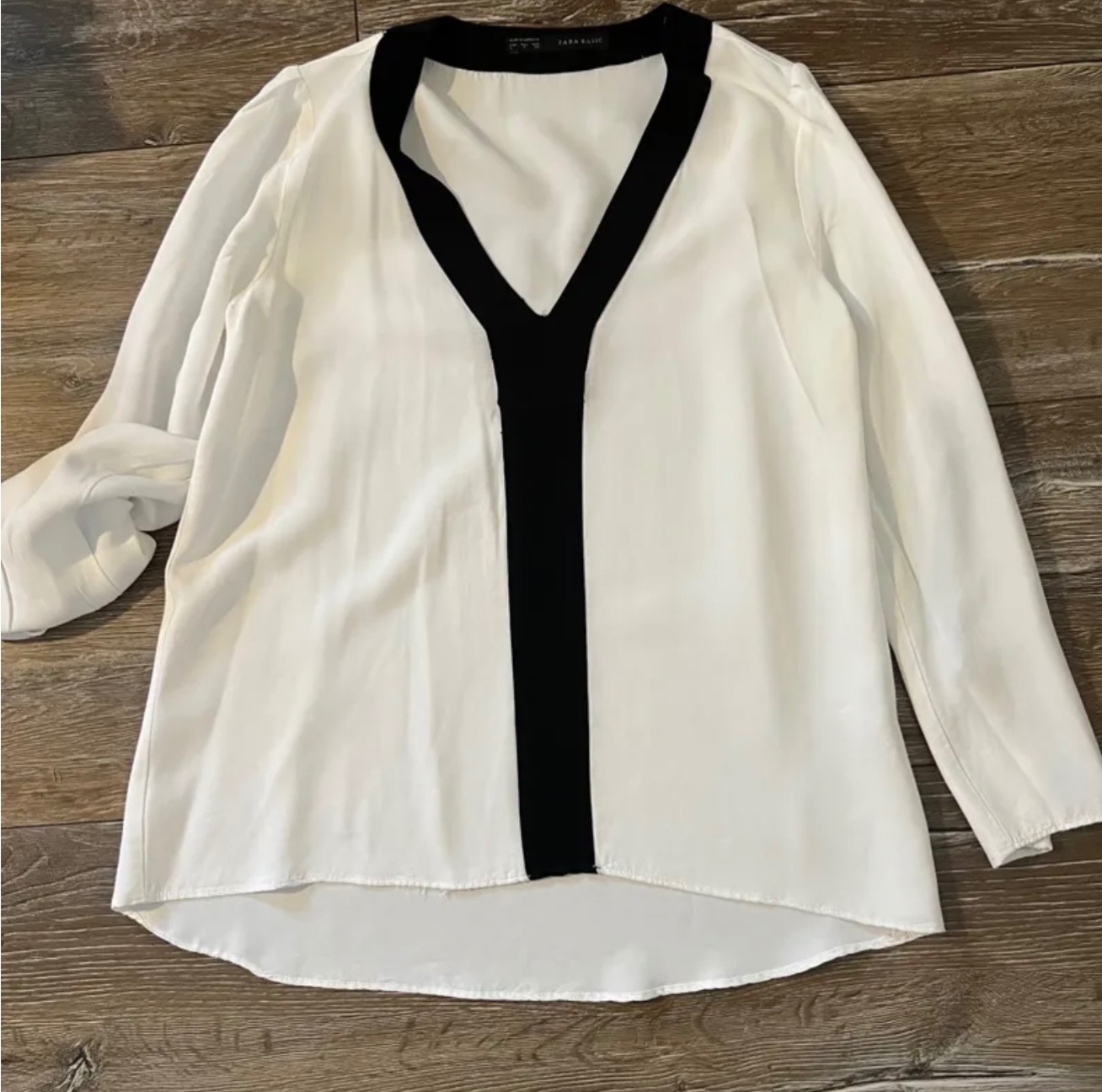 بلوز سفید مشکی ZARA