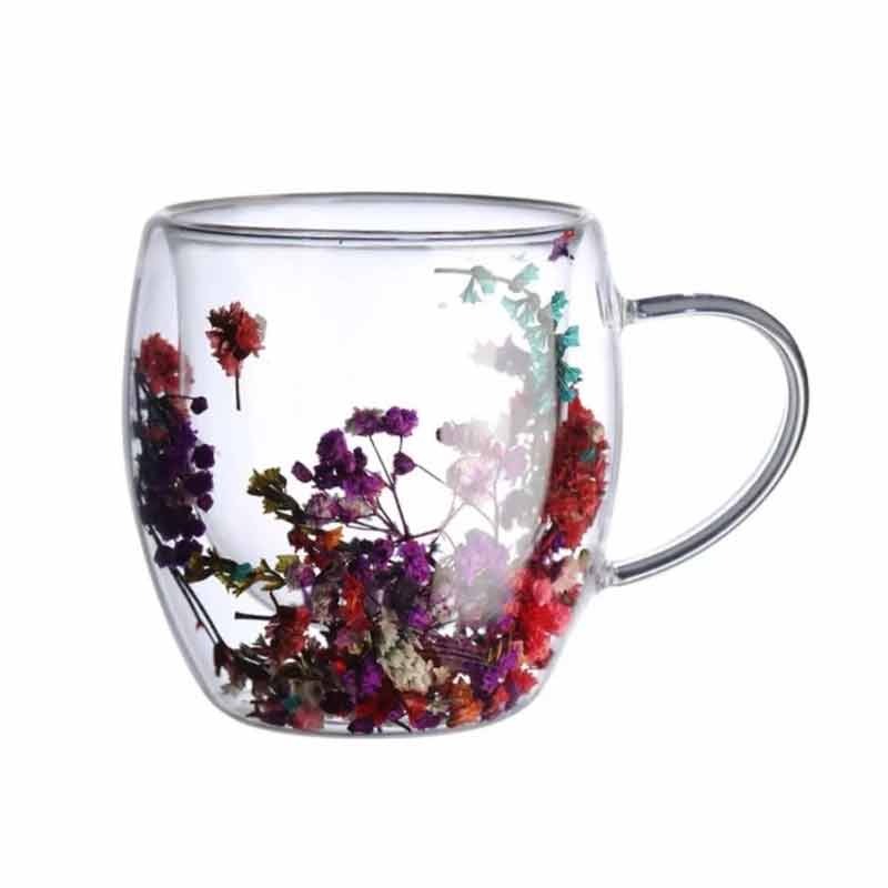 لیوان مدل دو جداره طرح گل خشک