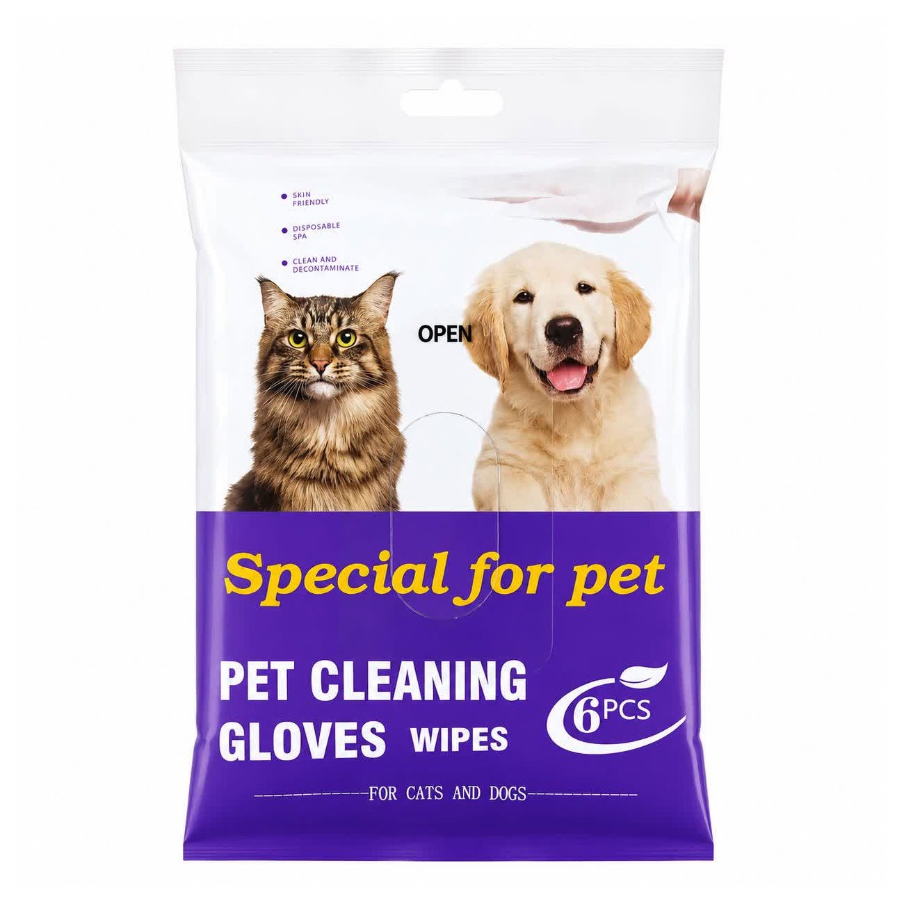 دستکش مرطوب حیوانات خانگی مدل PCG بسته 6 عددی