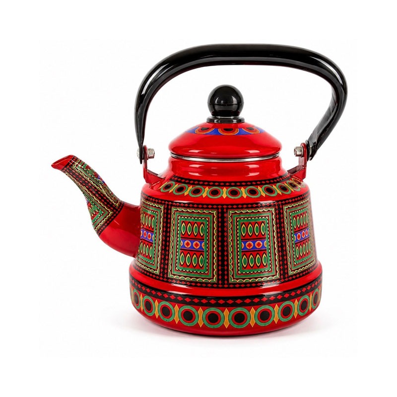 کتری مدل لعابی سنتی کد A-502 گنجایش 2.5 لیتر قرمز