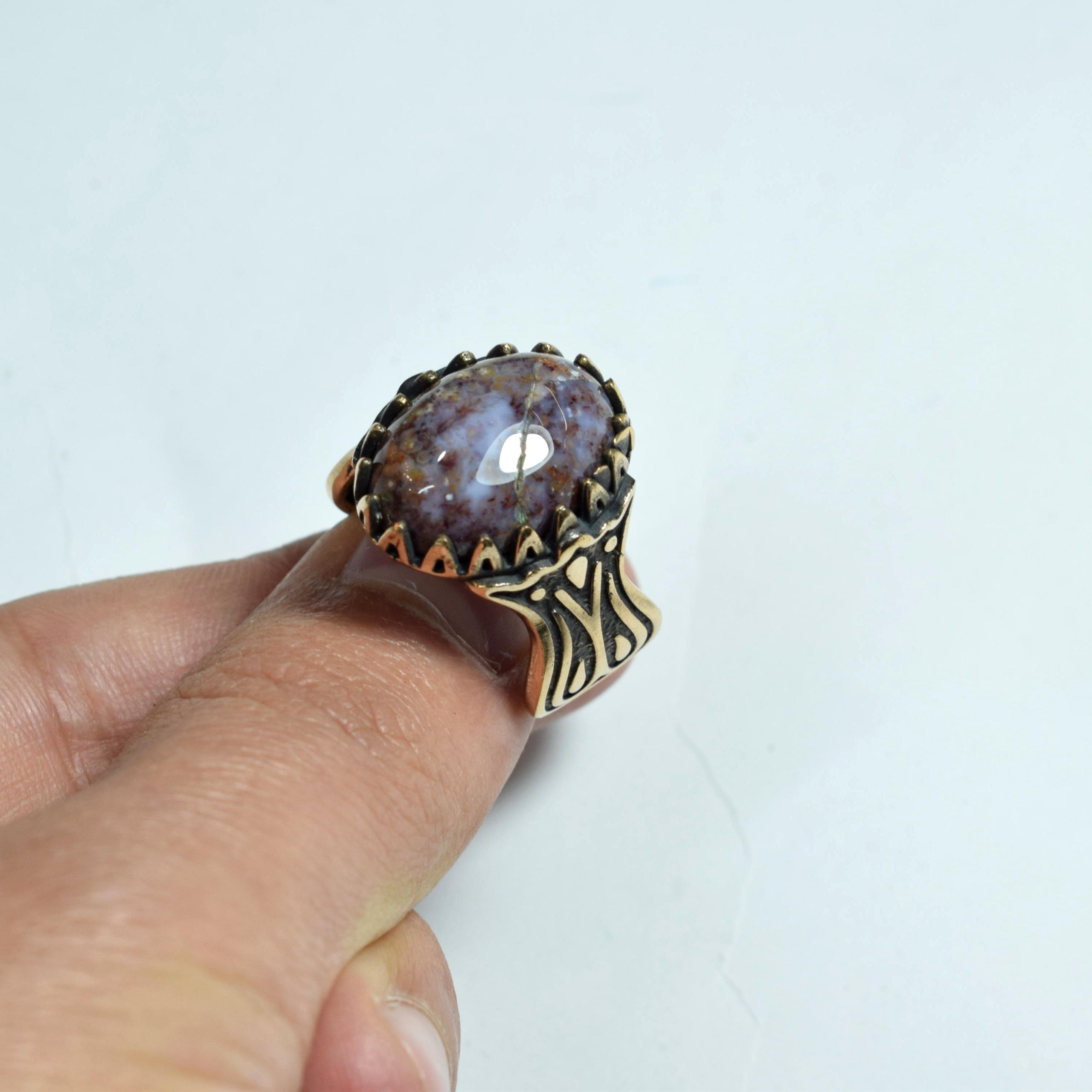 انگشتر عقیق شجریی معدنی طلاروس