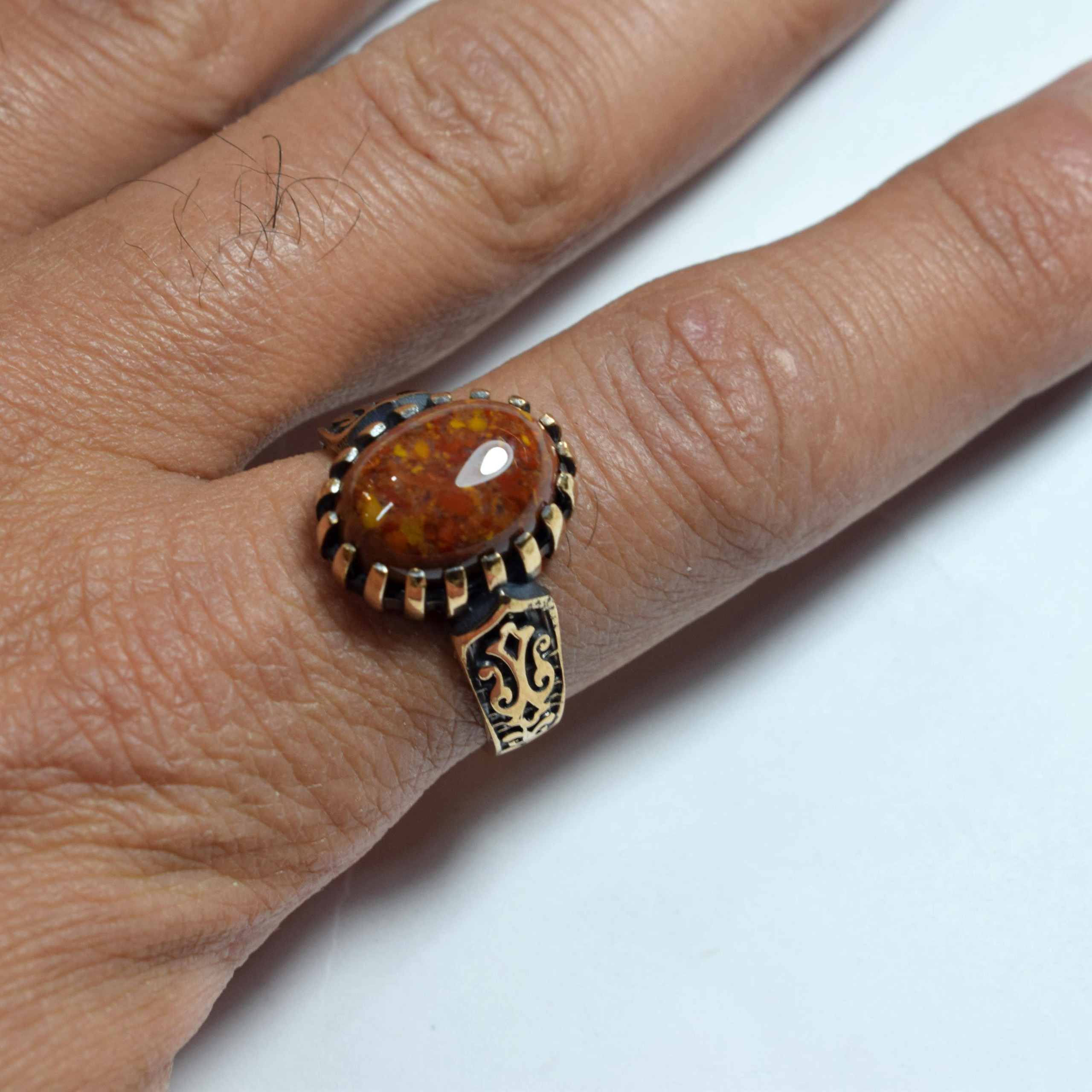 انگشتر شجر پاییزی ظریف معدنی طلاروس