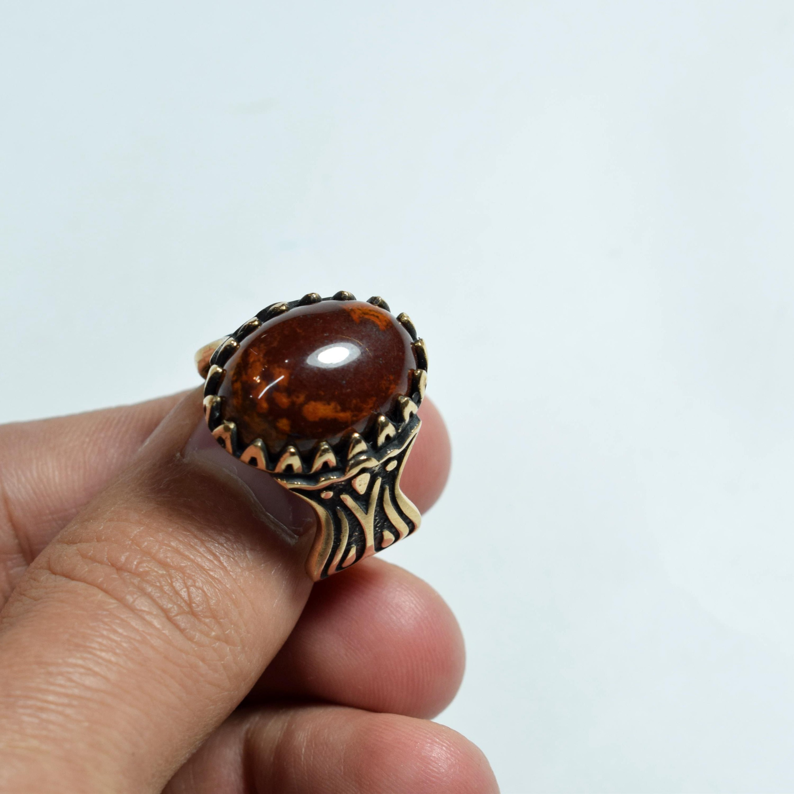 انگشتر جاسپر معدنی طلاروس