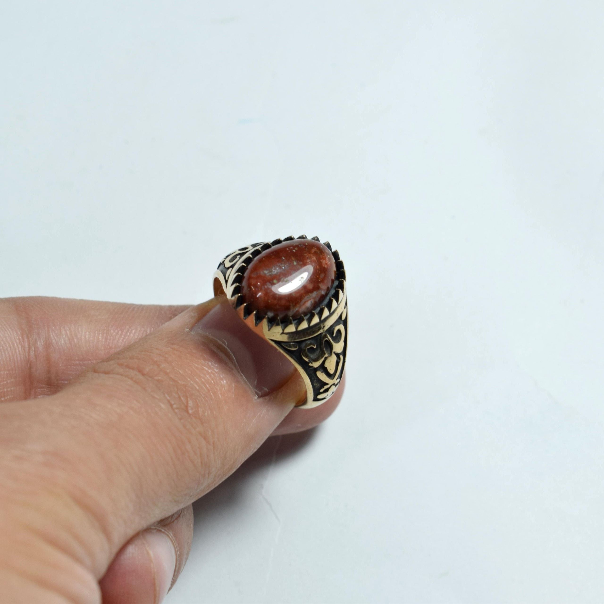 انگشتر جاسپر شجری معدنی طلاروس