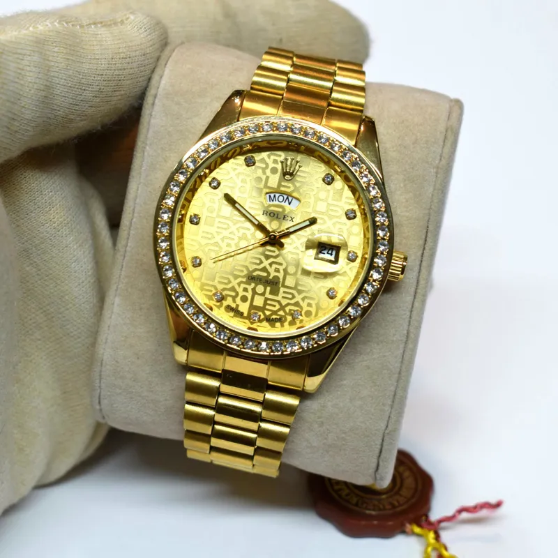 ساعت Rolex دو تقویم دور نگین گلد