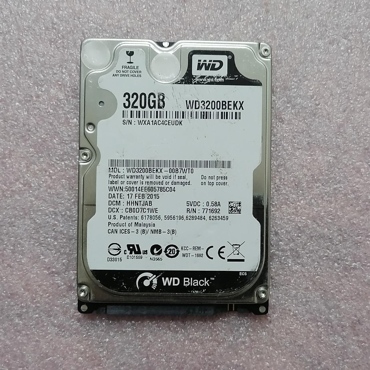 هارد لپ تاپی 320 گیگ ساتا وسترن { کارکرد 127 روز }