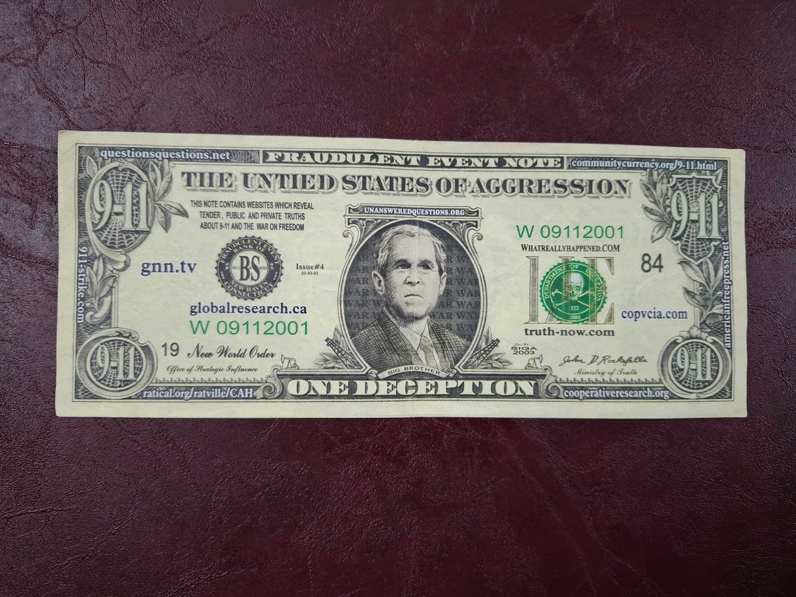 اسکناس طرح دلار تصویر جورج بوش