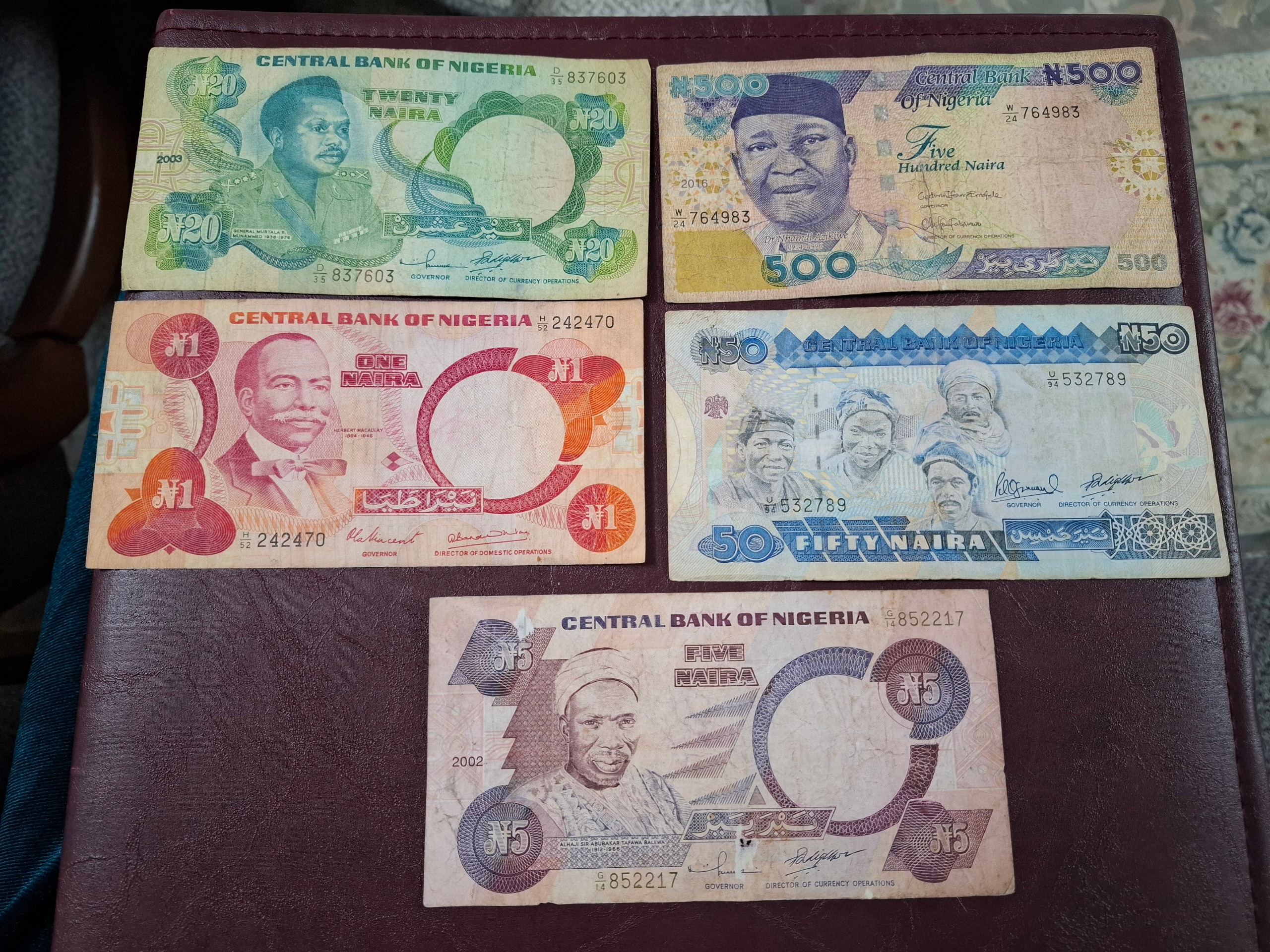 5 برگ اسکناس قدیم نیجریه سری کاغذی (غیربانکی)