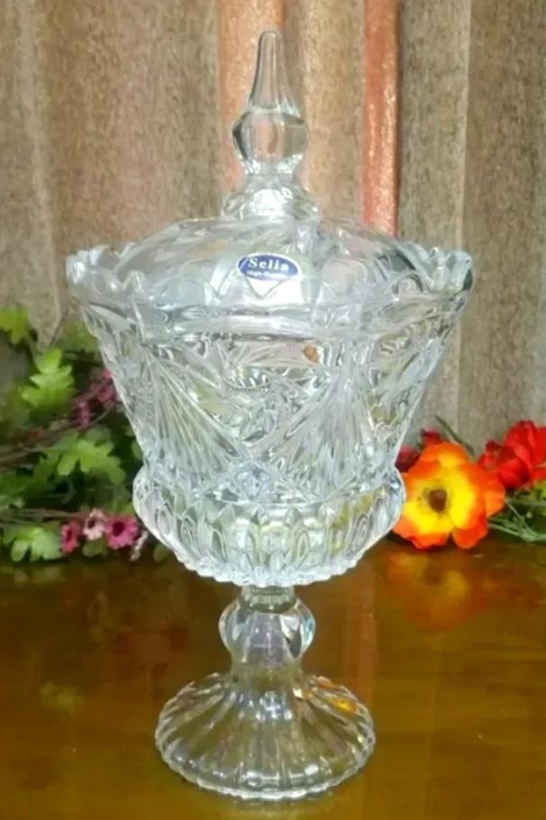 آجیل خوری کریستال در دار پایه بلند لاکچری نو