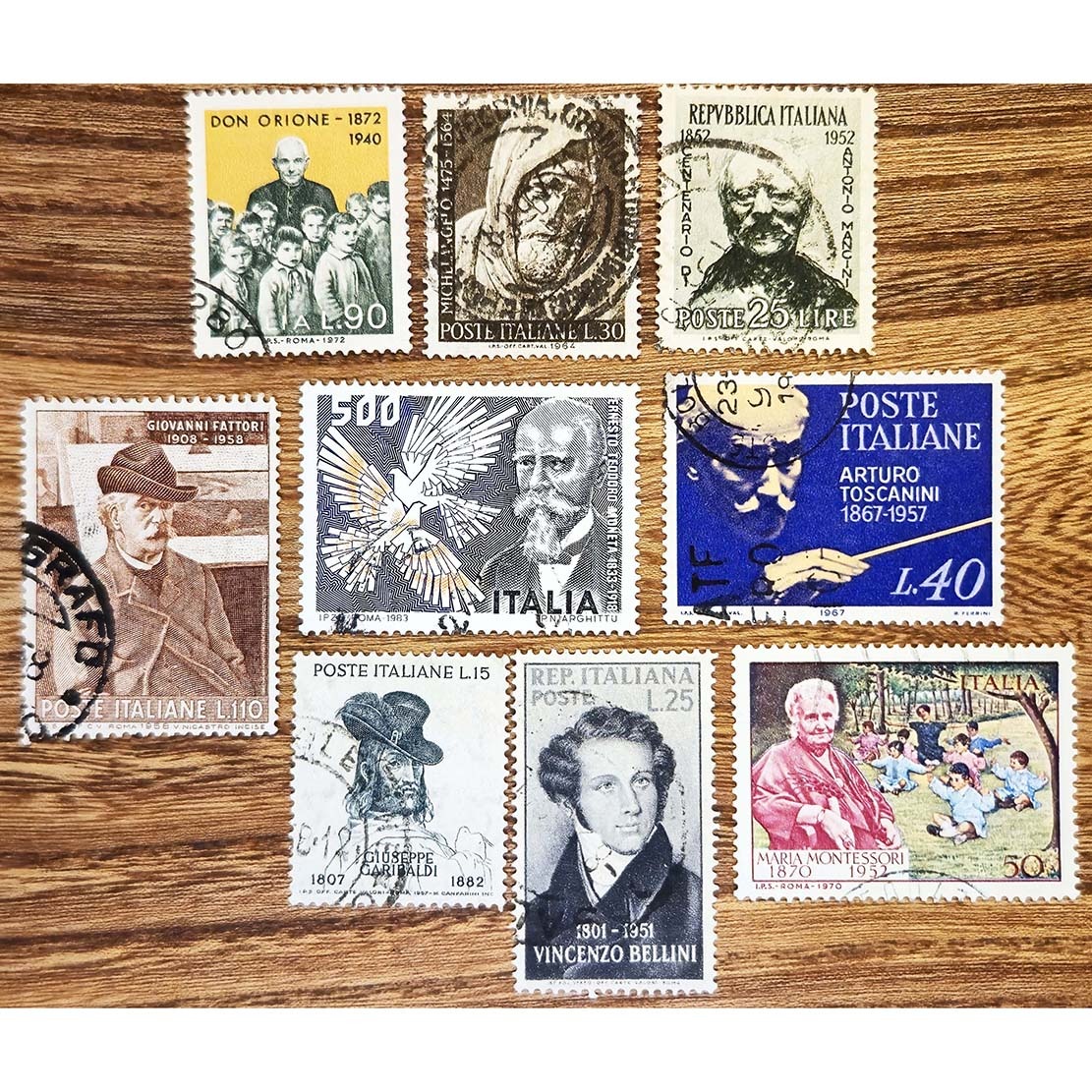9 تمبر ایتالیا - مشاهیر
