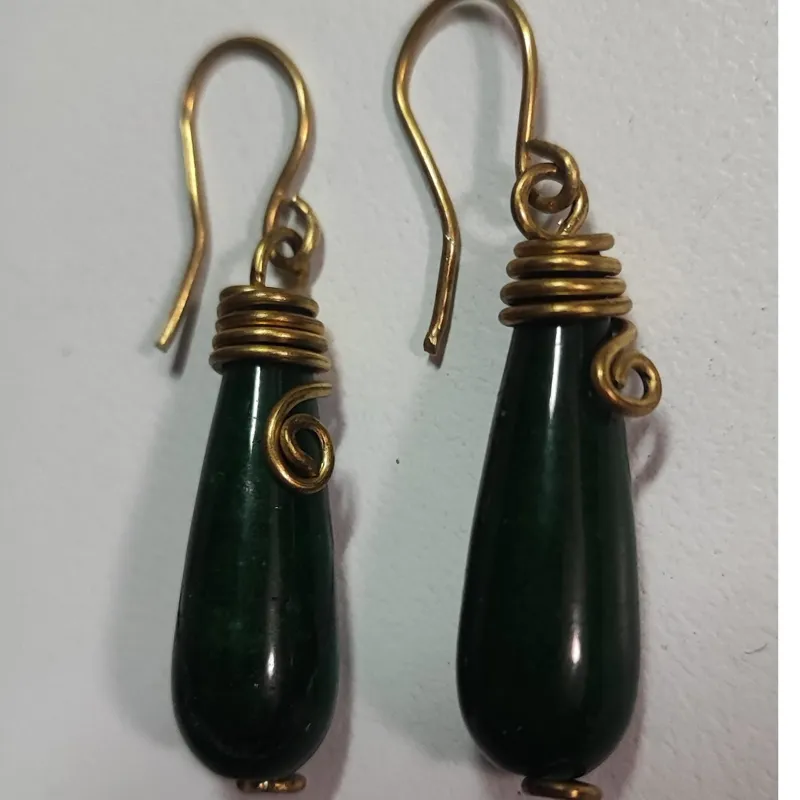 گوشواره دست ساز سنگی برنجی