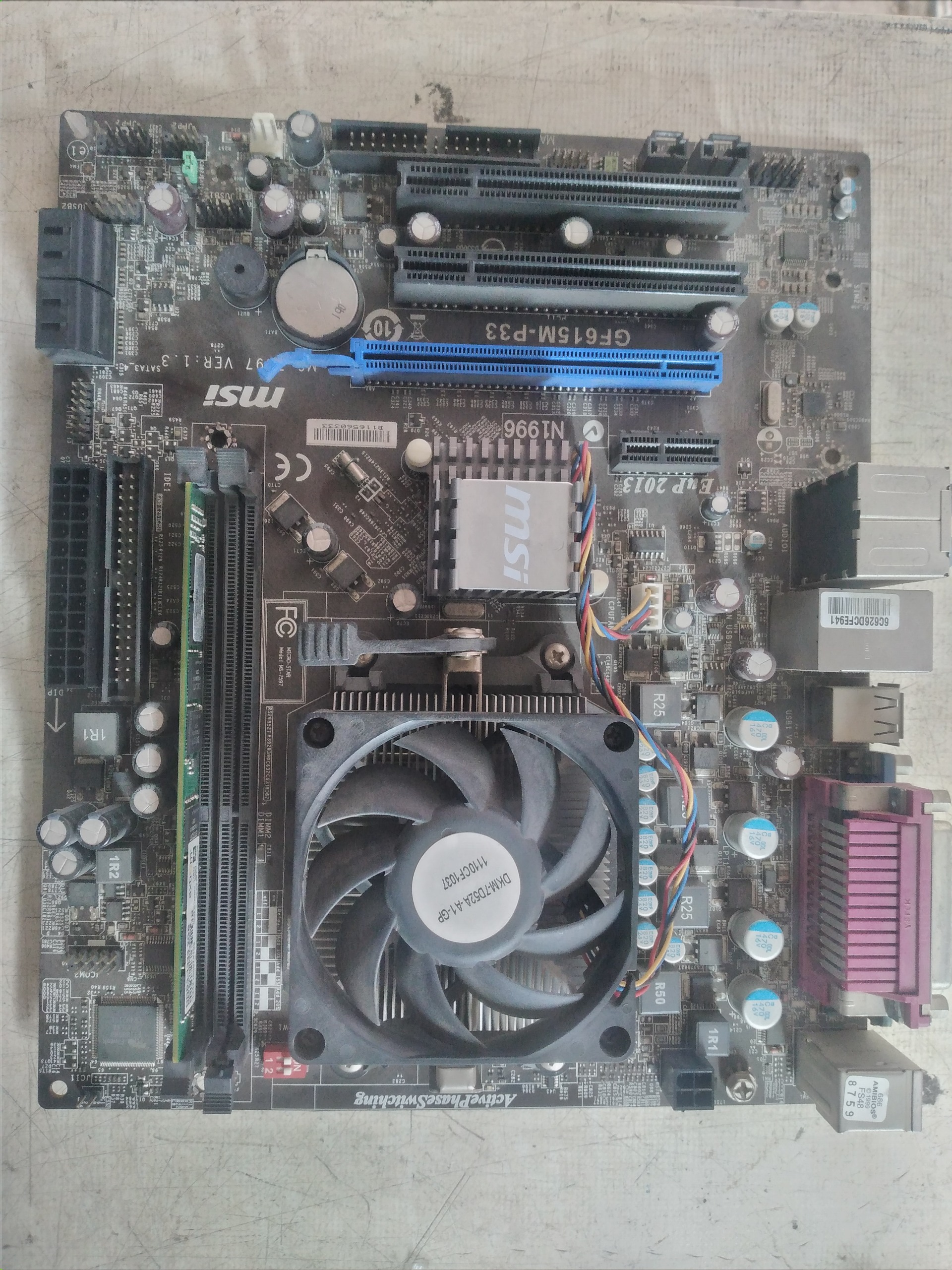 باندل مادربوردmsi ddr3 و cpu amd با رم 2 و فن
