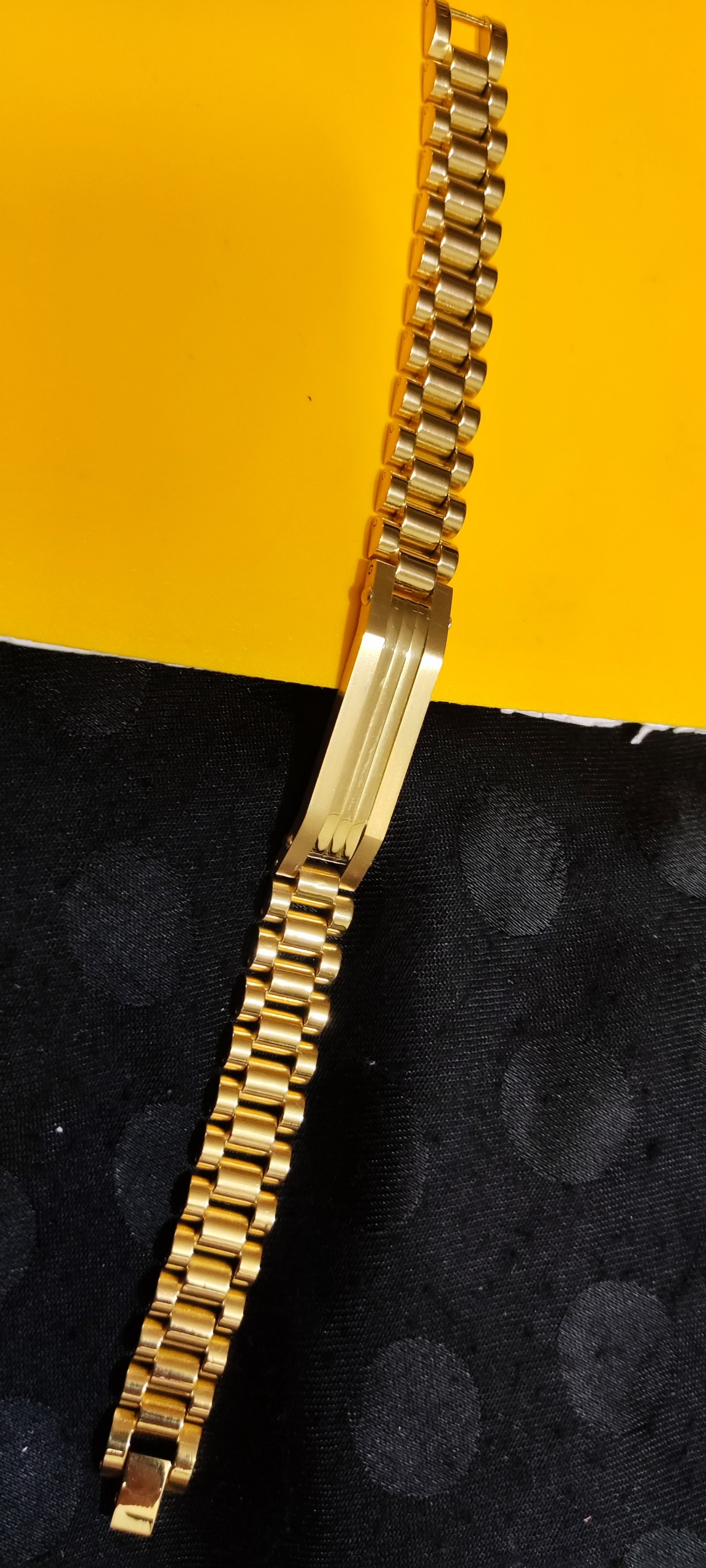 دستبند رولکس طلایی پلاک دار کد03