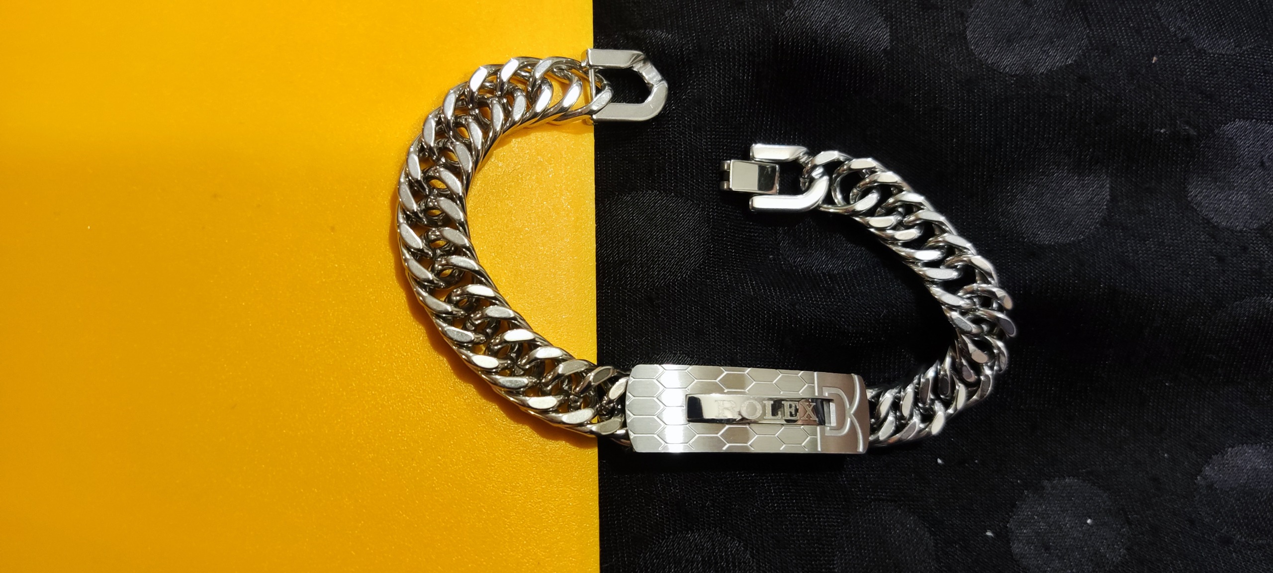 دستبند رولکس نقره ای پلاک دار