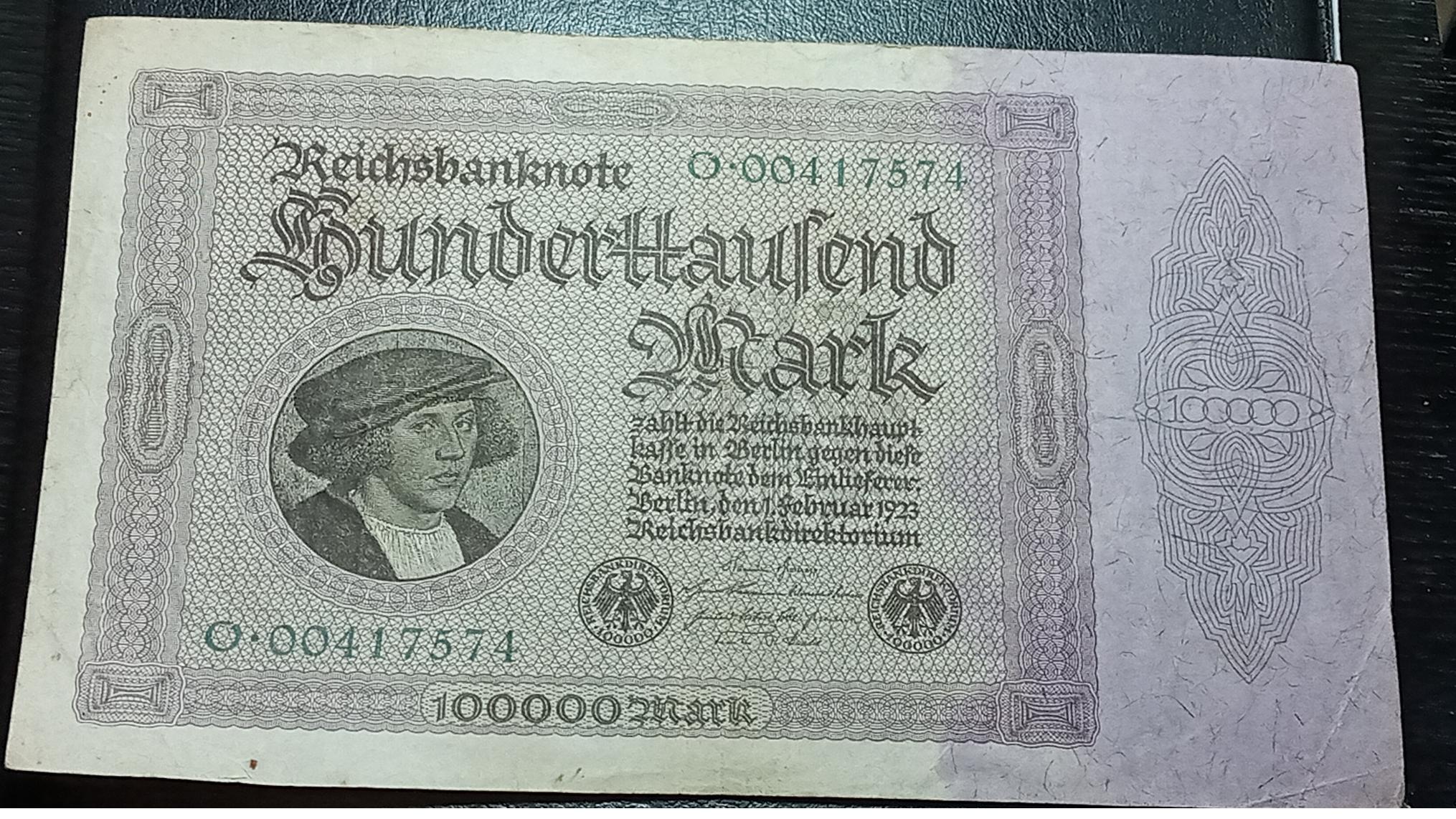 10000 مارک المان اسکناس زیبای بنفش قدیمی کمیلب