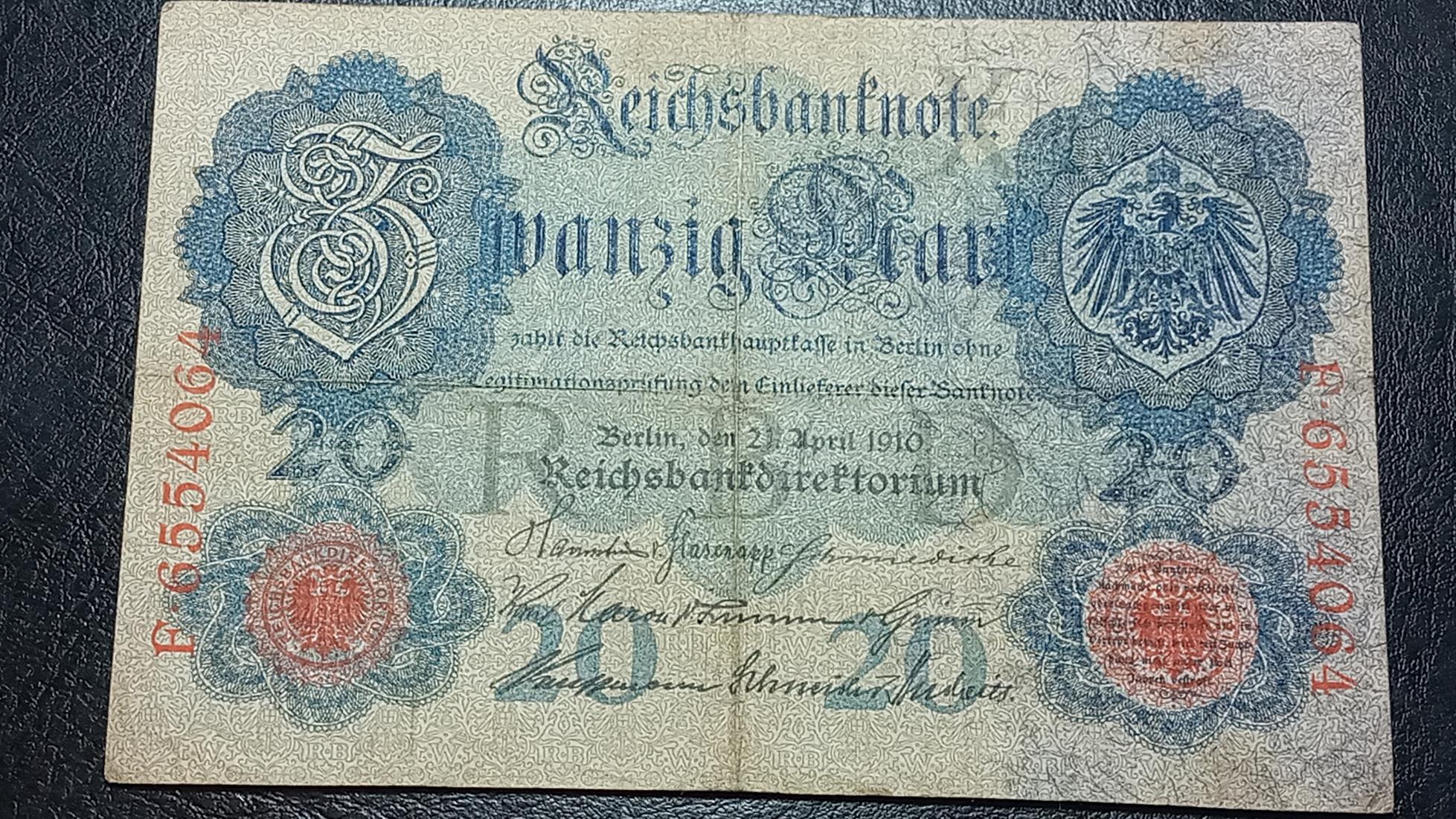 اسکناس 20. مارک. المان 1910