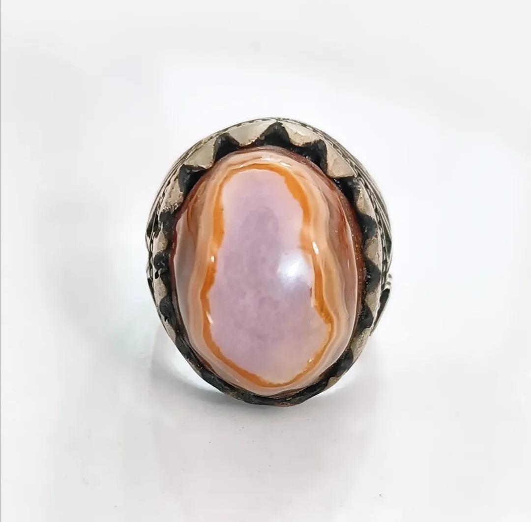 انگشتر نقره عقیق سلیمانی پرتقالی بسیار زیبا