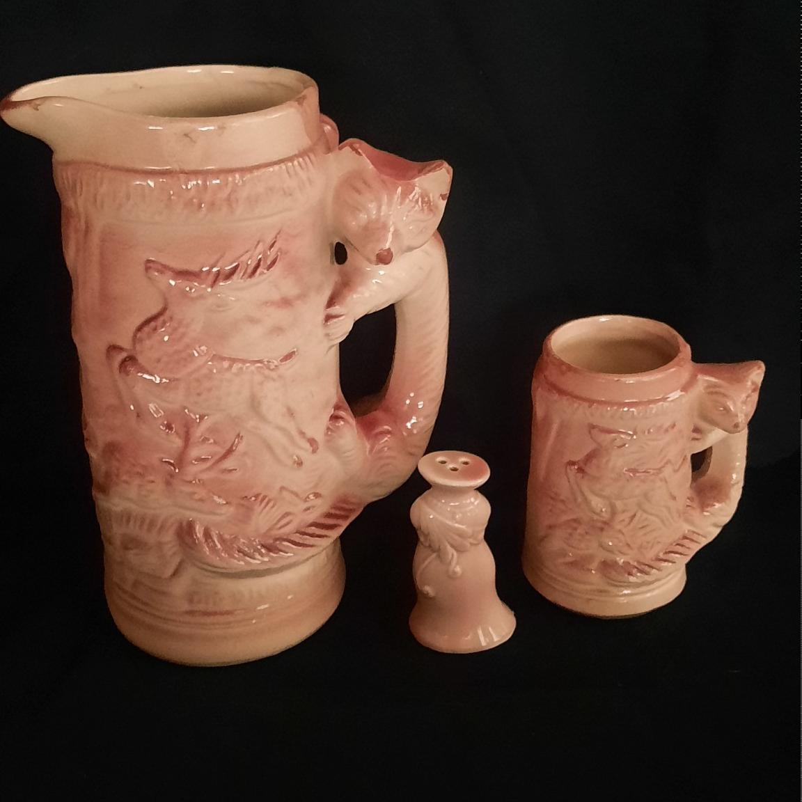 پارچ و لیوان قدیمی صورتی توضیحات