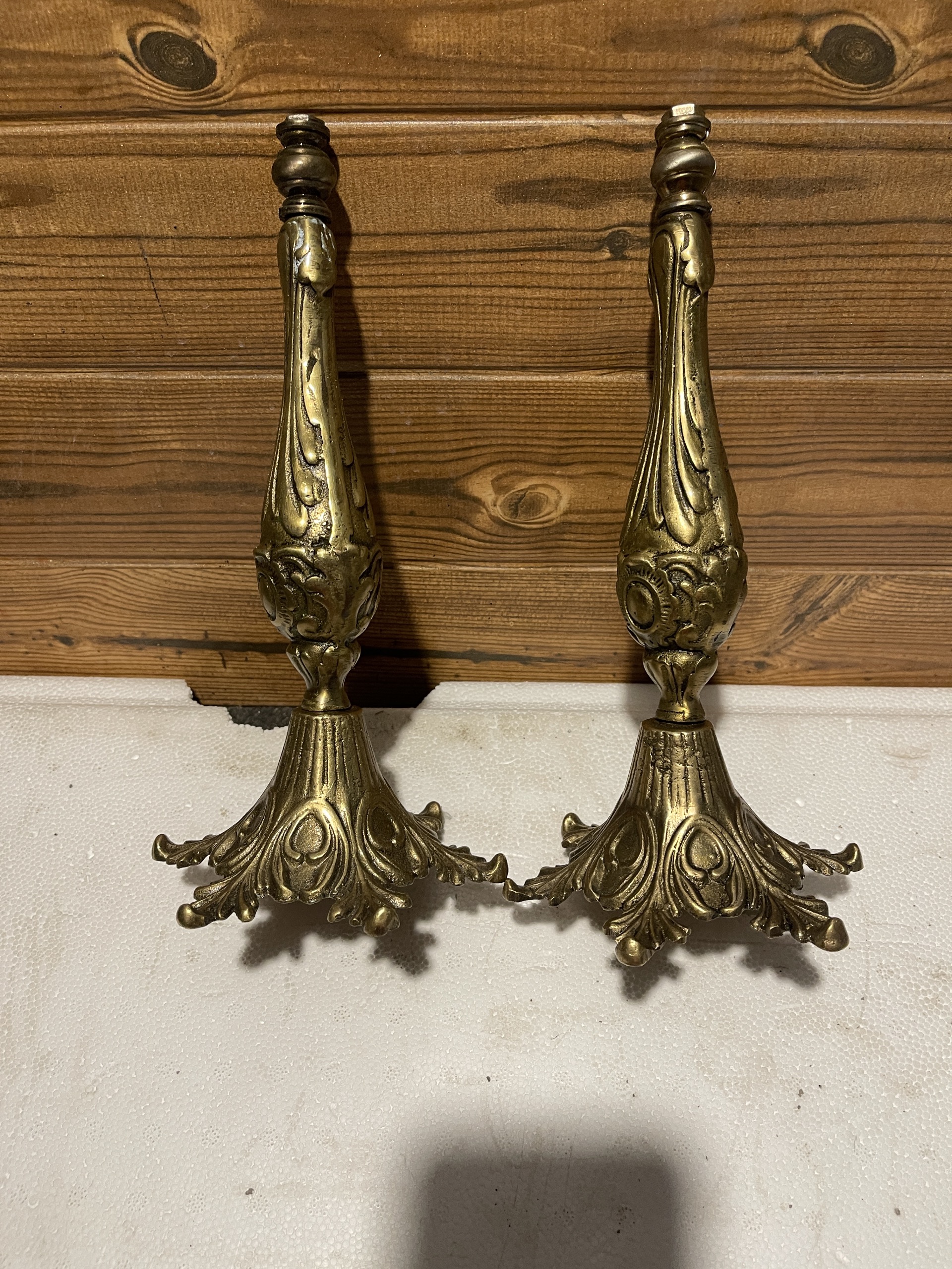 جفت پایه و ستون برنجی چراغ یا اباژور