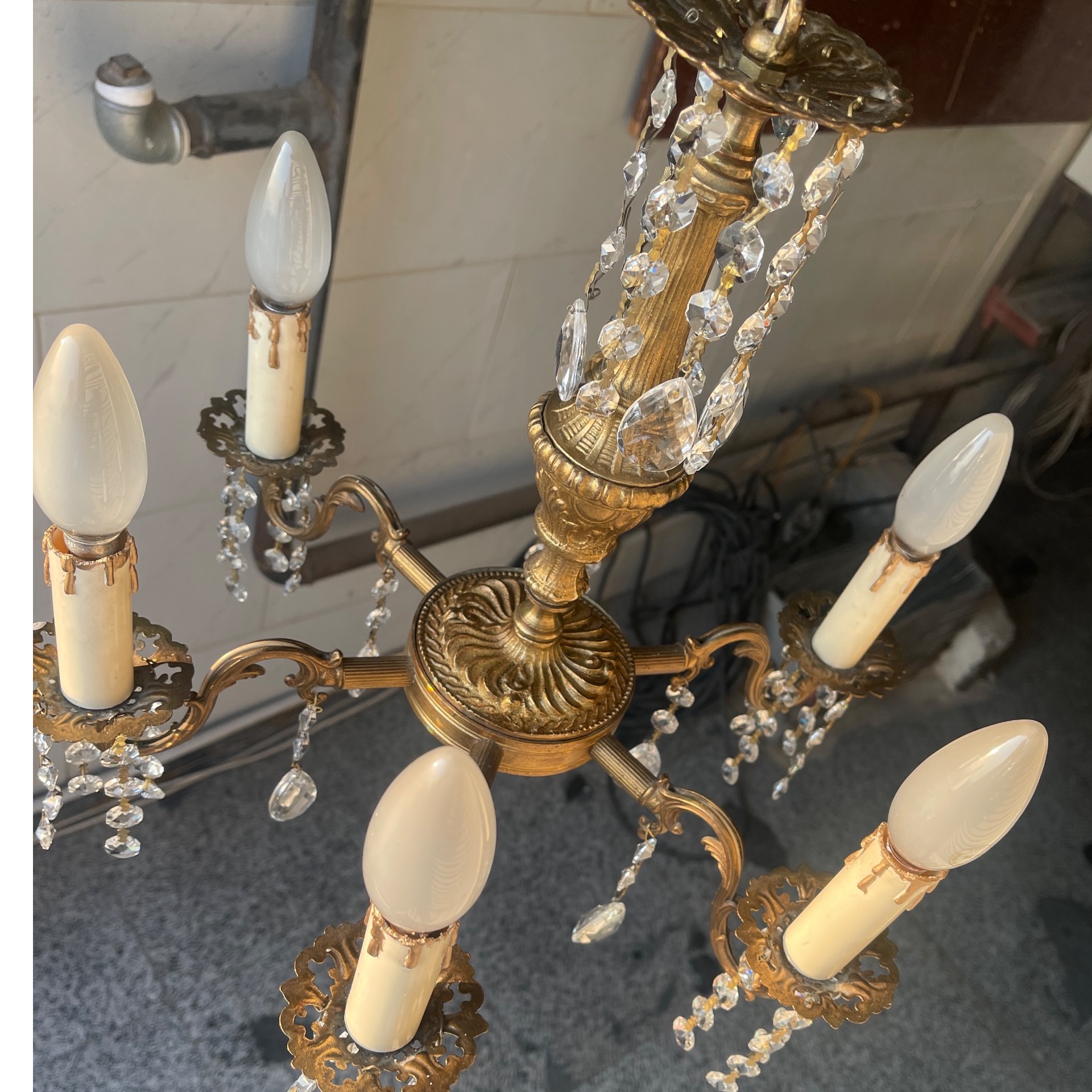 لوستر شش شعله برنز ایتالیایی ظریف