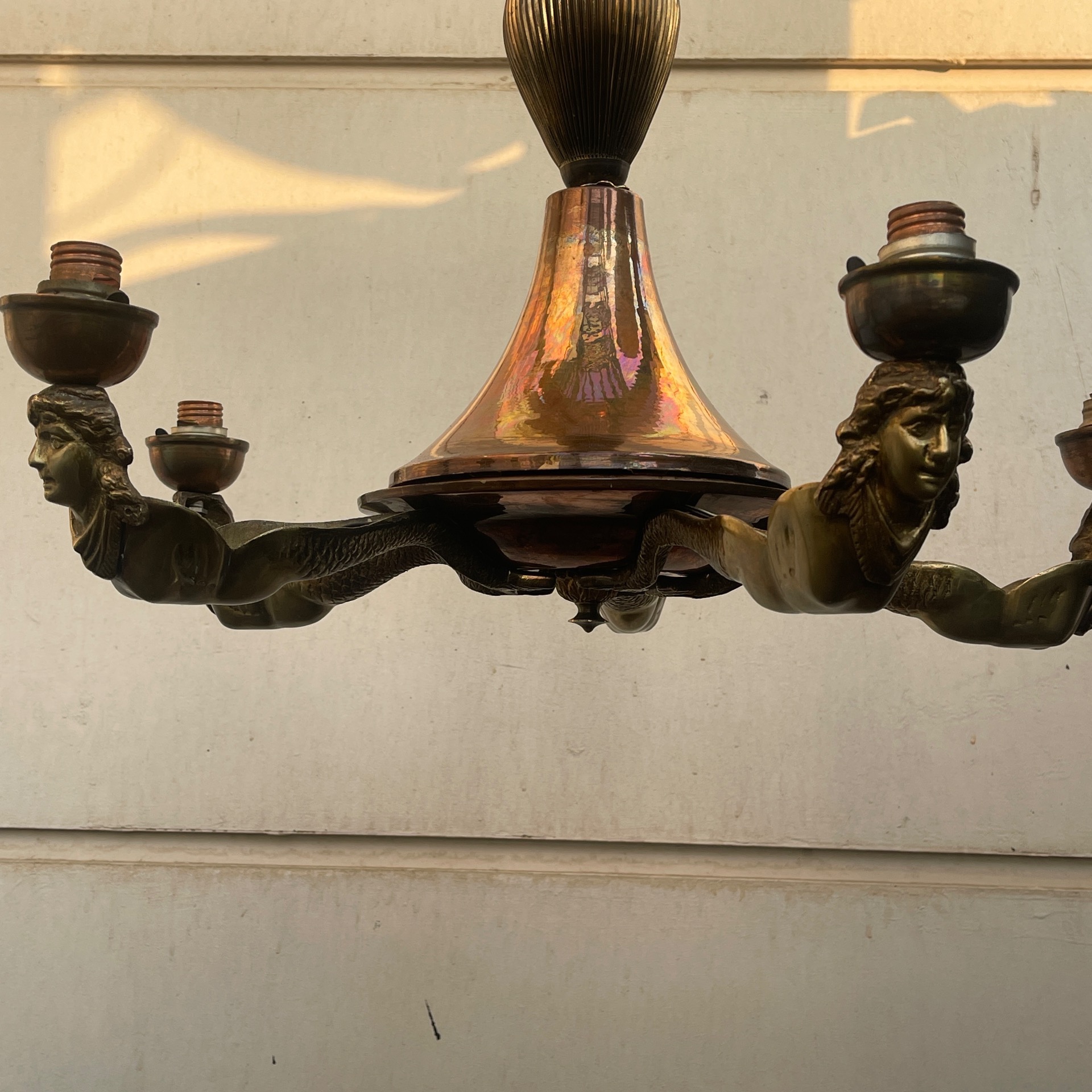 لوستر آنتیک 100 ساله درباری برنز پری دریایی