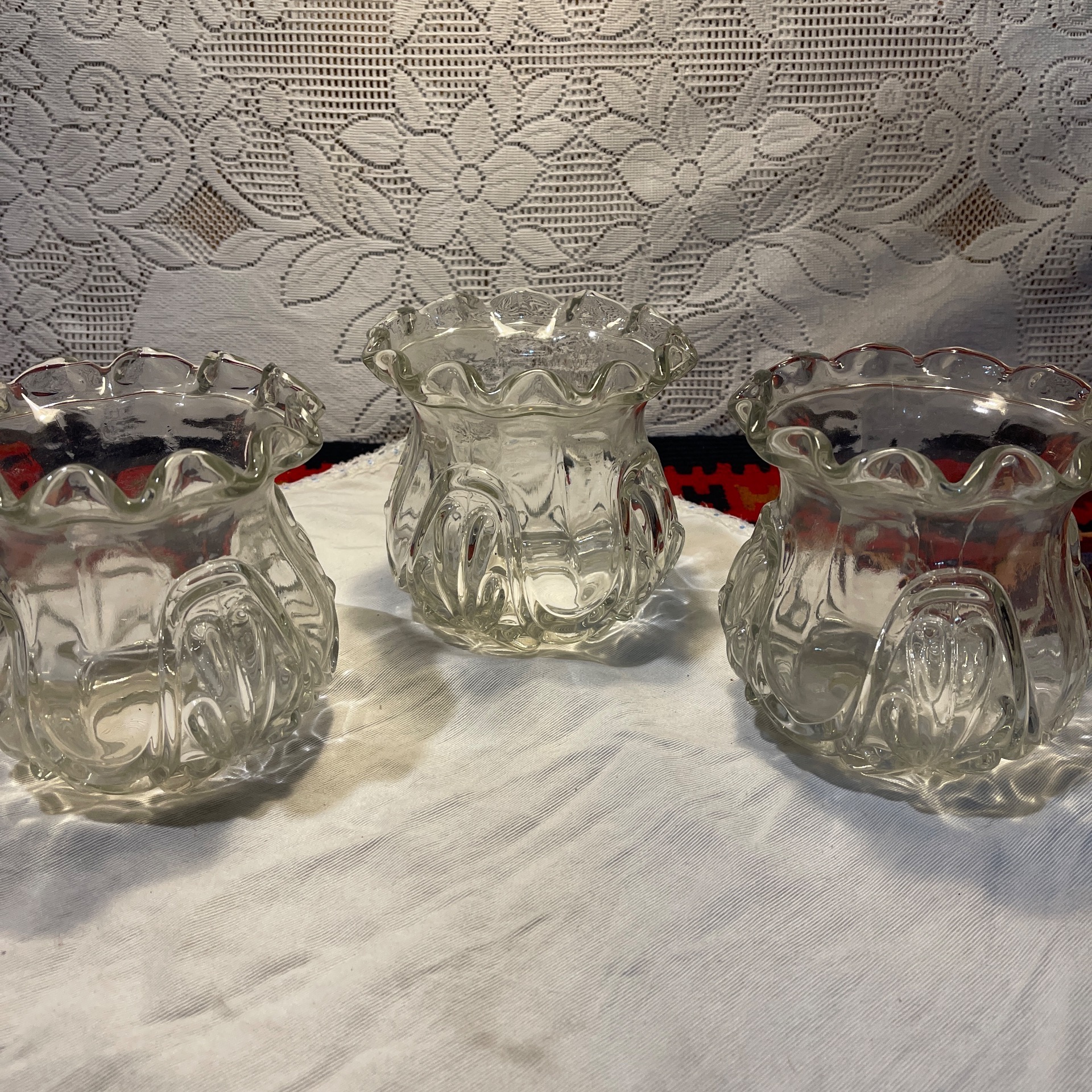 سه عدد حباب لوستر کریستالی ضخیم قدیمی