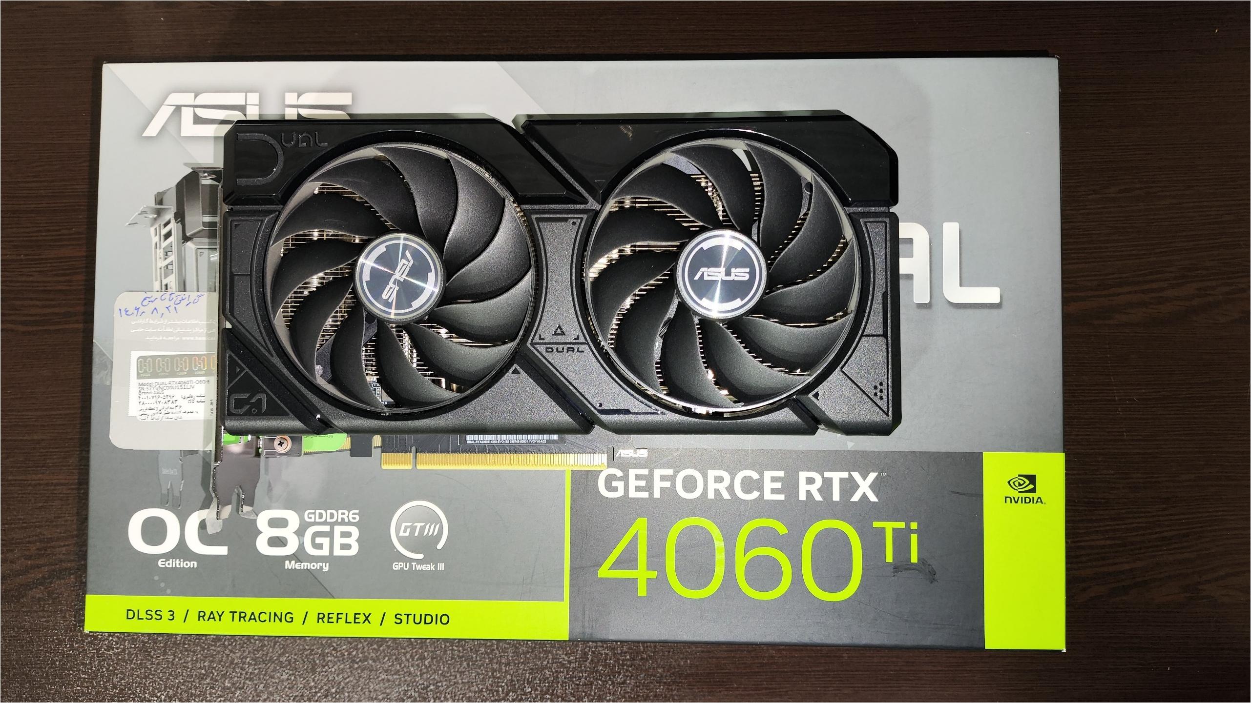 کارت گرافیک ایسوس مدل ASUS DUAL RTX4060TI O8G