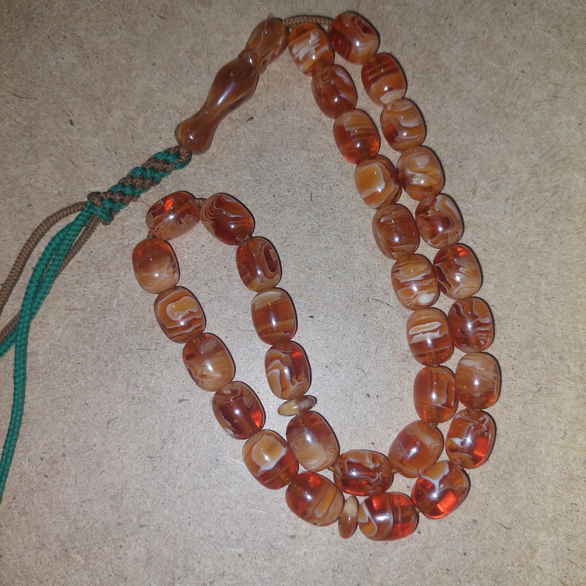 تسبیح کهربا کره عسلی