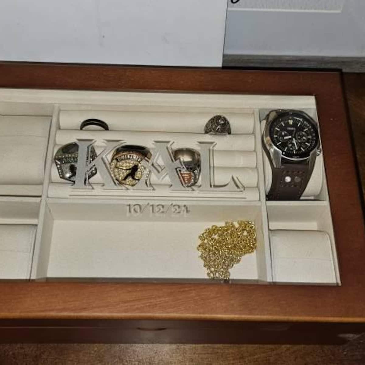 جعبه جواهرات لوکس چرم و چوب