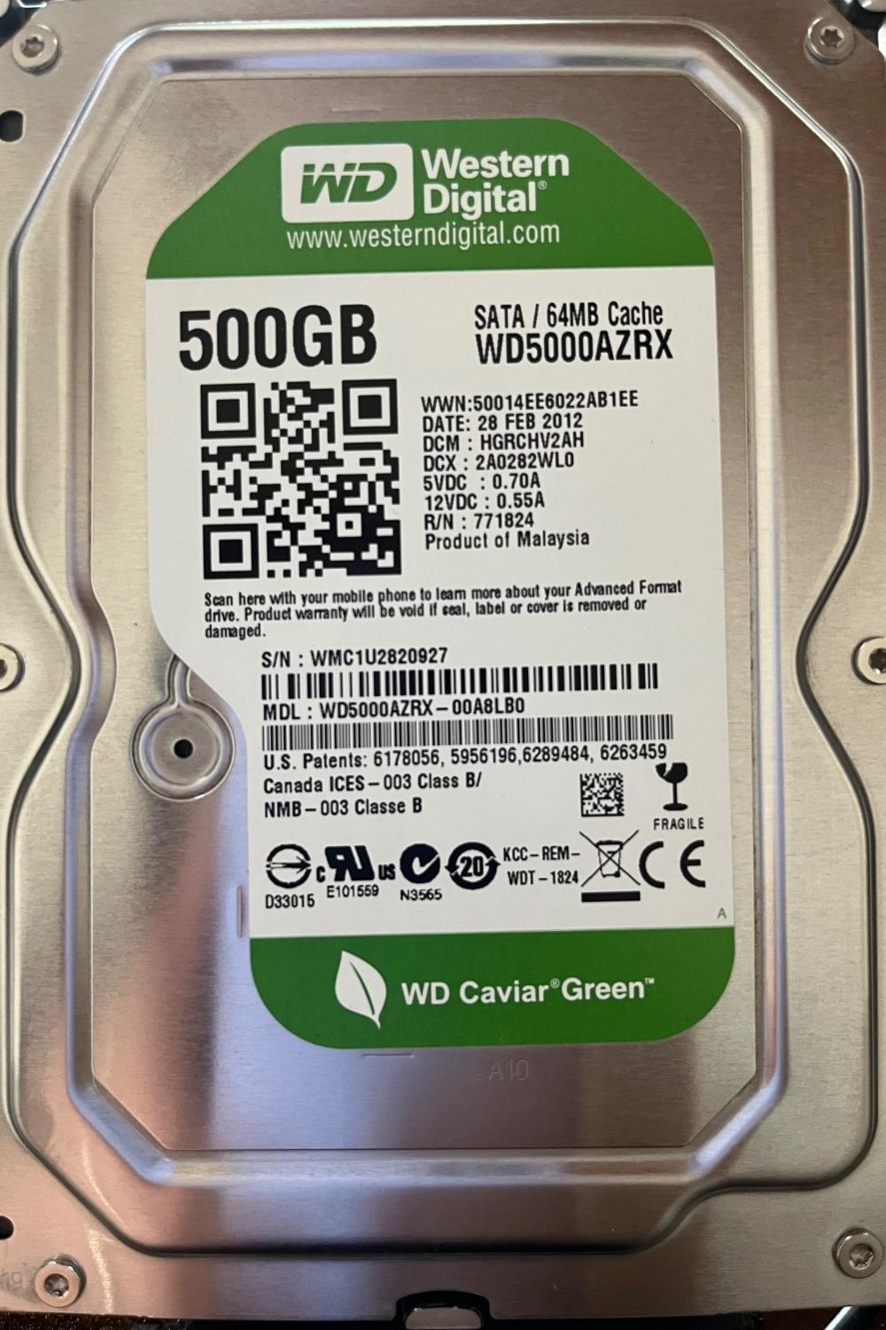 هارد وسترن دیجیتال سبز 500 گیگ