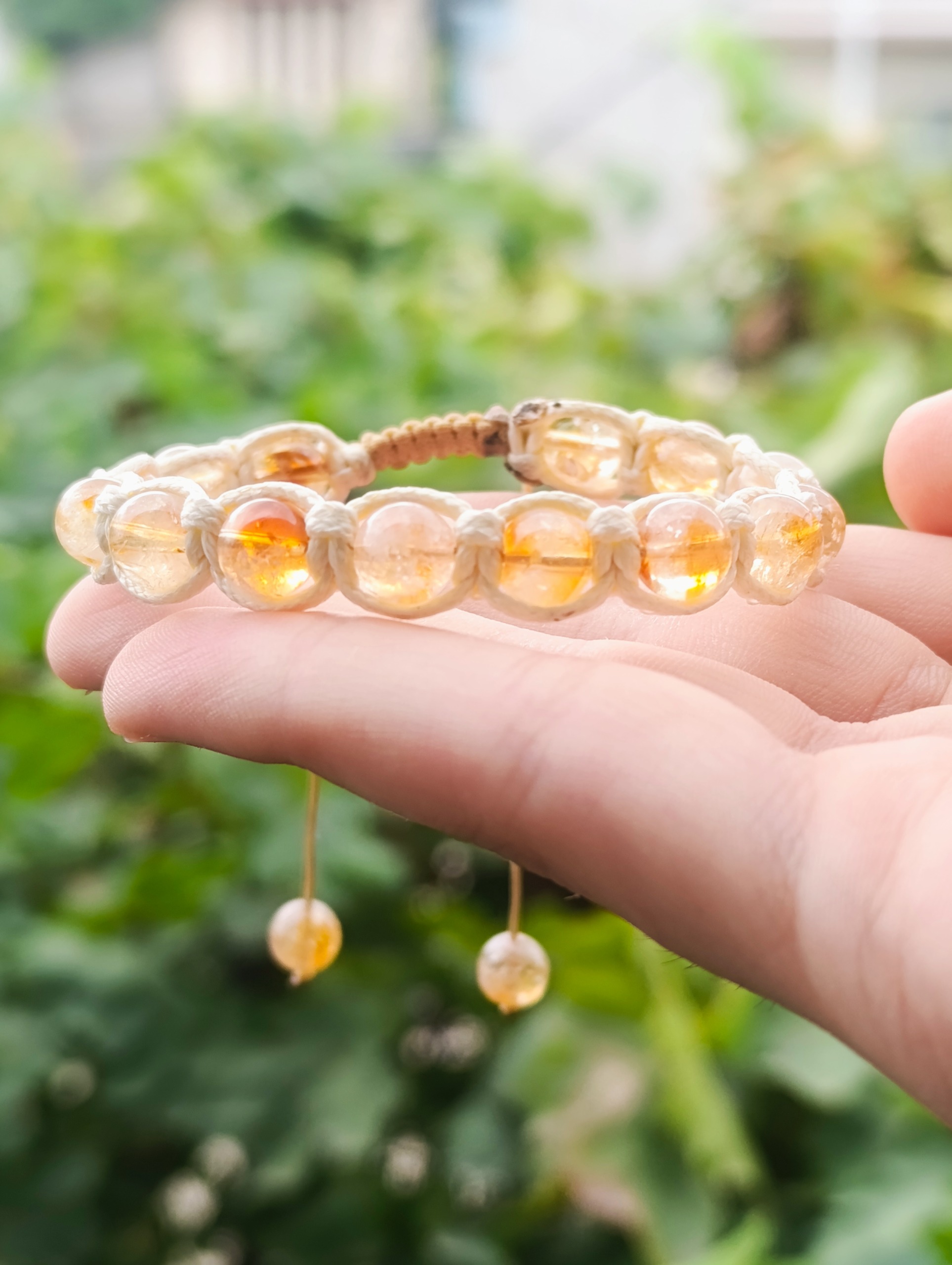 دستبند چرم و سنگ سیترین اصل معدنی