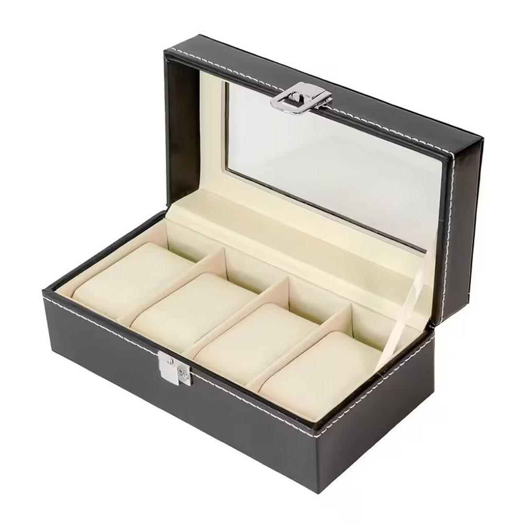 جعبه نگهدارنده ساعت چرمی 4 خانه