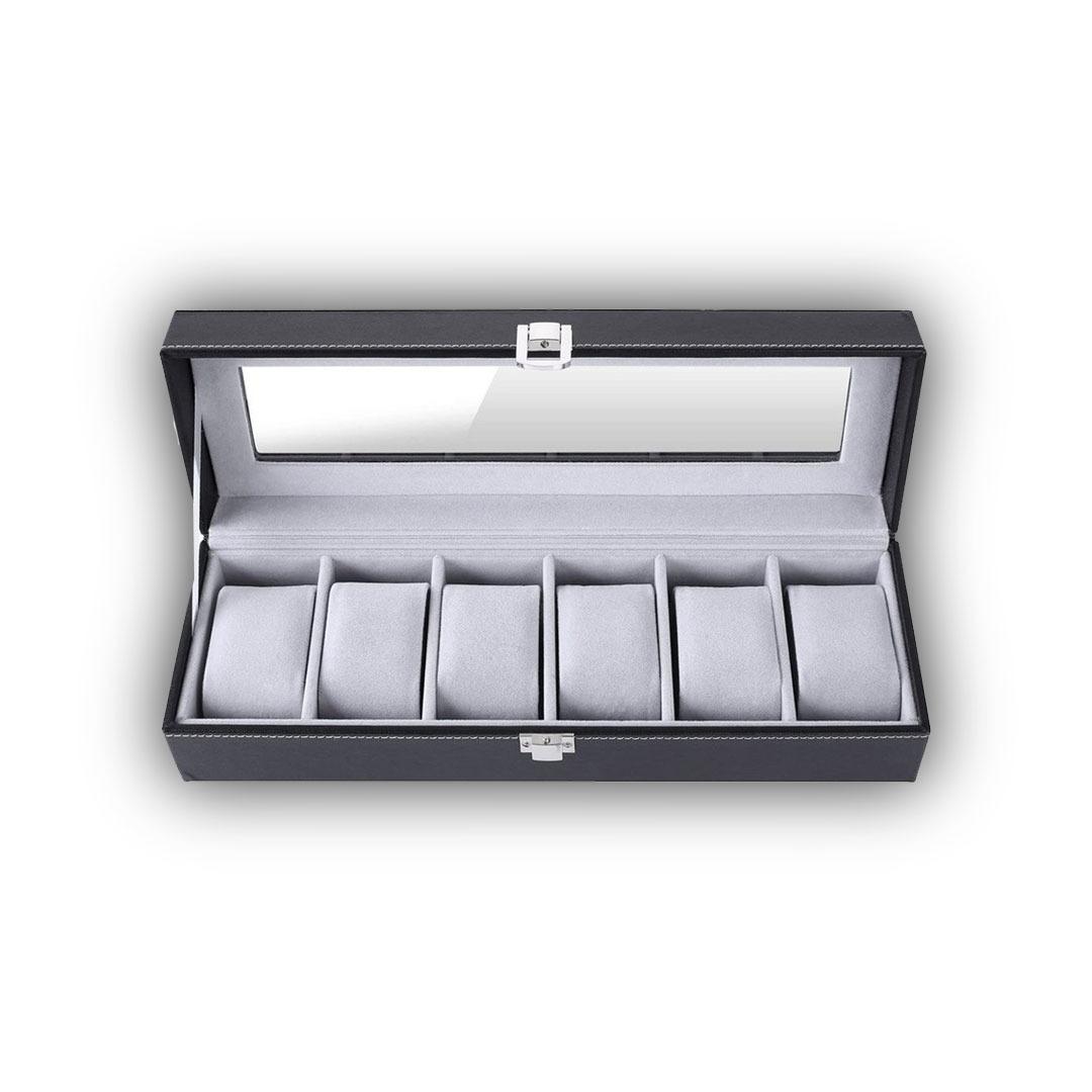 جعبه نگهدارنده ساعت چرمی 6 خانه