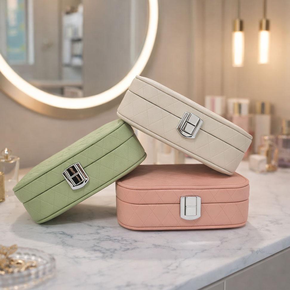 جعبه جواهرات چرمی آینهدار